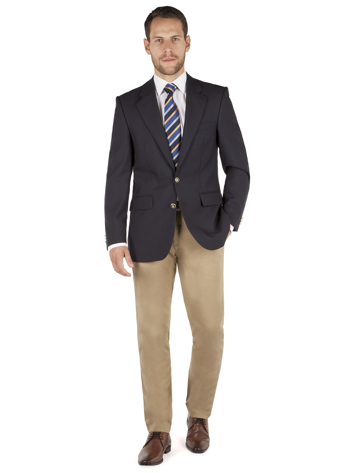 single breasted navy blue blazer