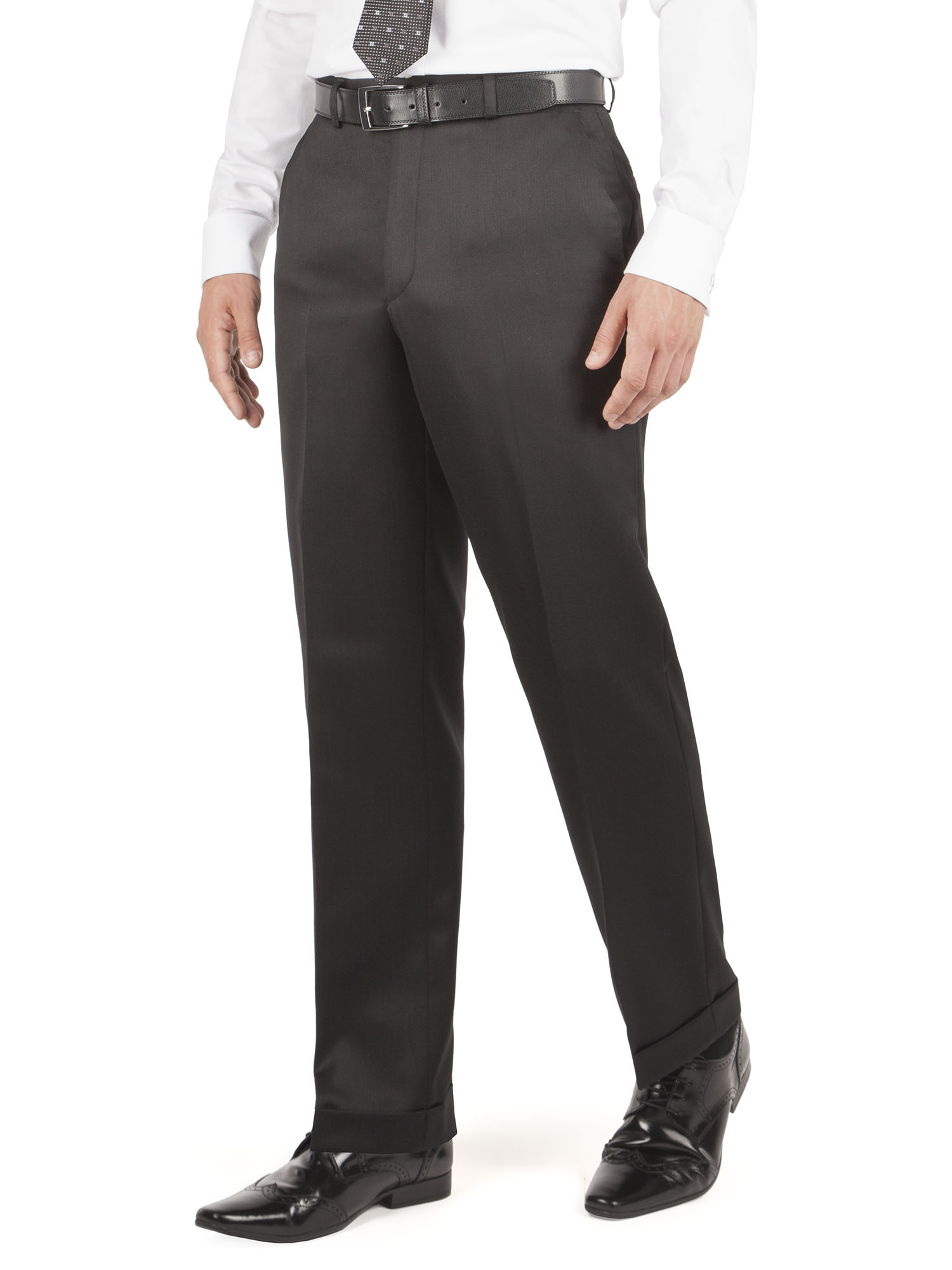 BLACK PLAIN FRONT TECHNO FINISH MIXER TROUSER