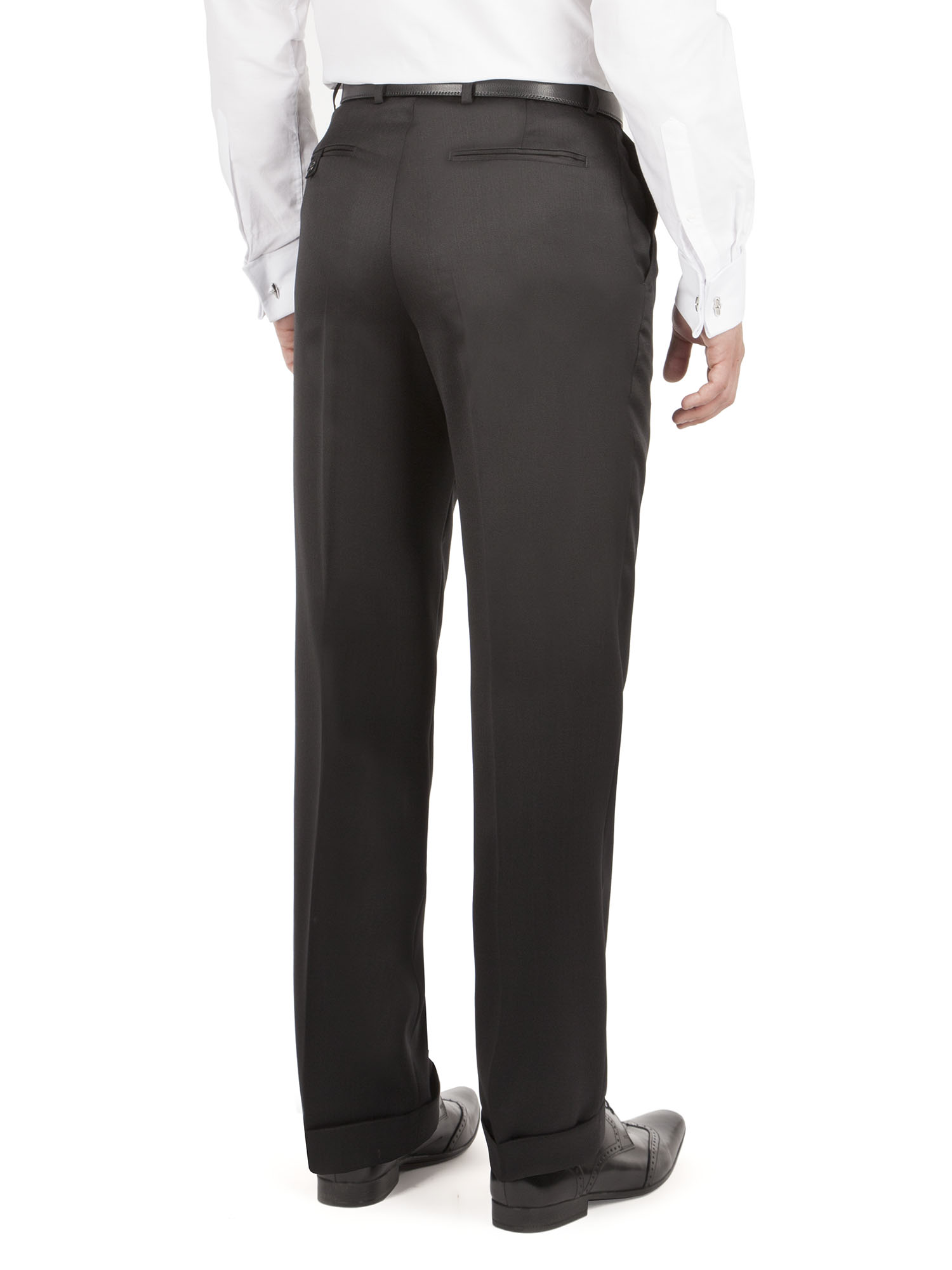 BLACK PLAIN FRONT TECHNO FINISH MIXER TROUSER