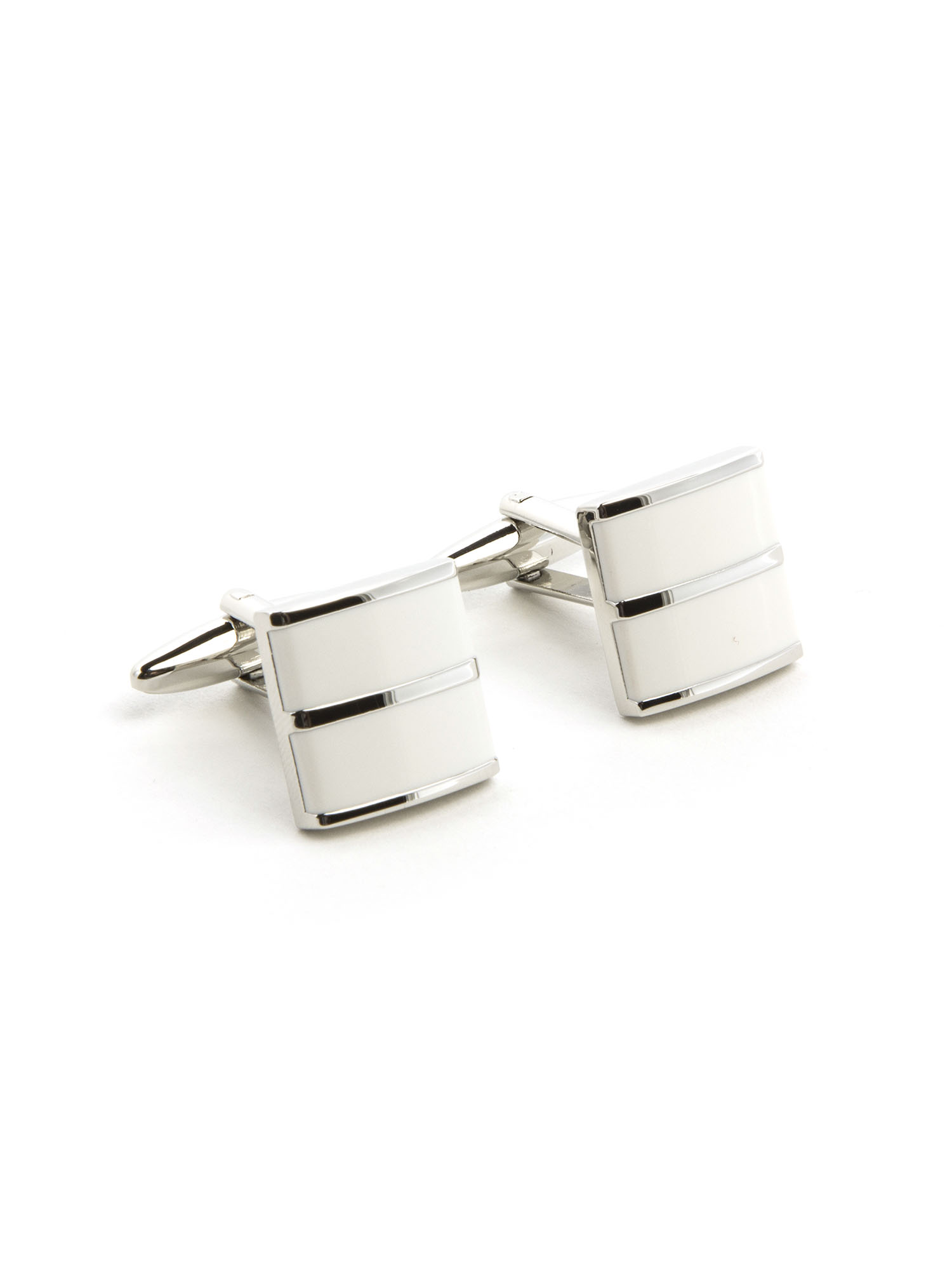 MENS STRIKING CREAM BLOCK CUFFLINK SET