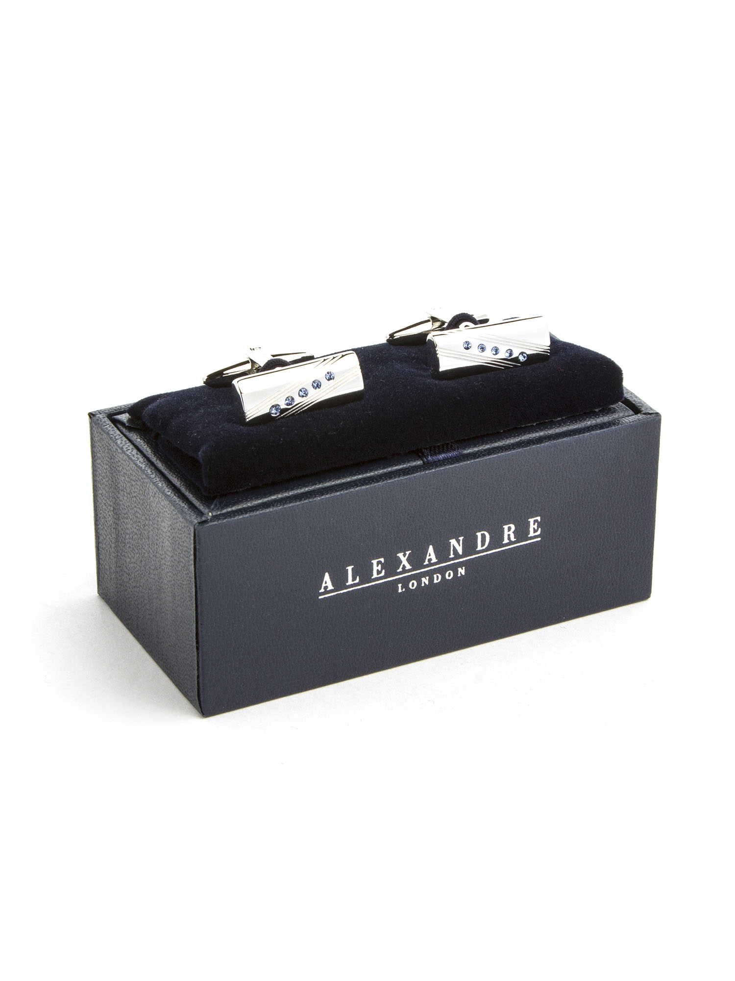 MENS BLUE DIAMANTE CRYSTAL CUFFLINK SET
