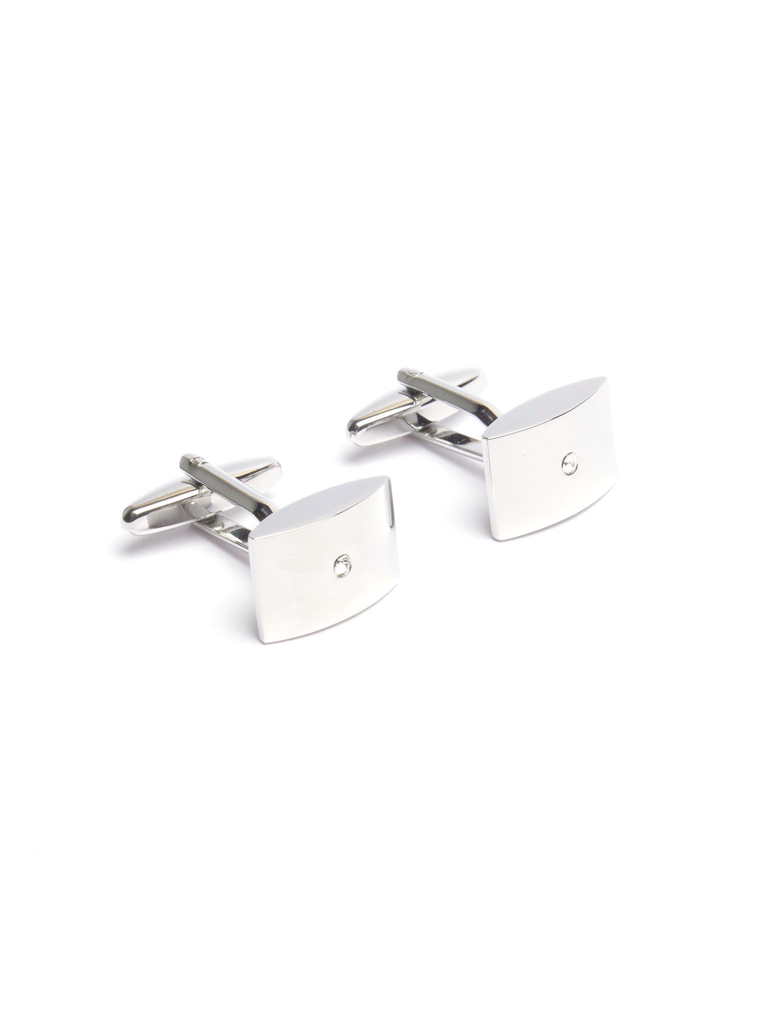 MENS DOMED CENTRAL DIAMANTE CRYSTAL CUFFLINK SET