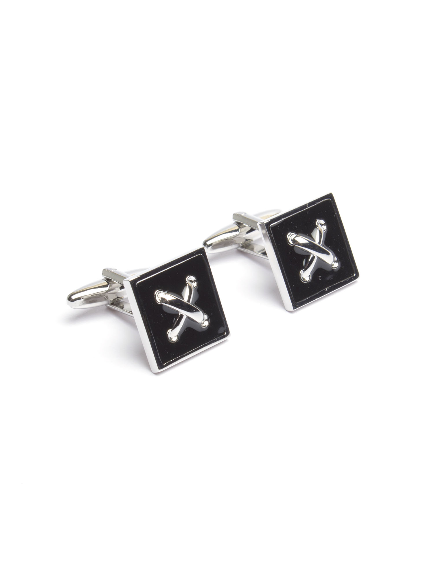 MENS BLACK STITCH BUTTON STYLE CUFFLINK