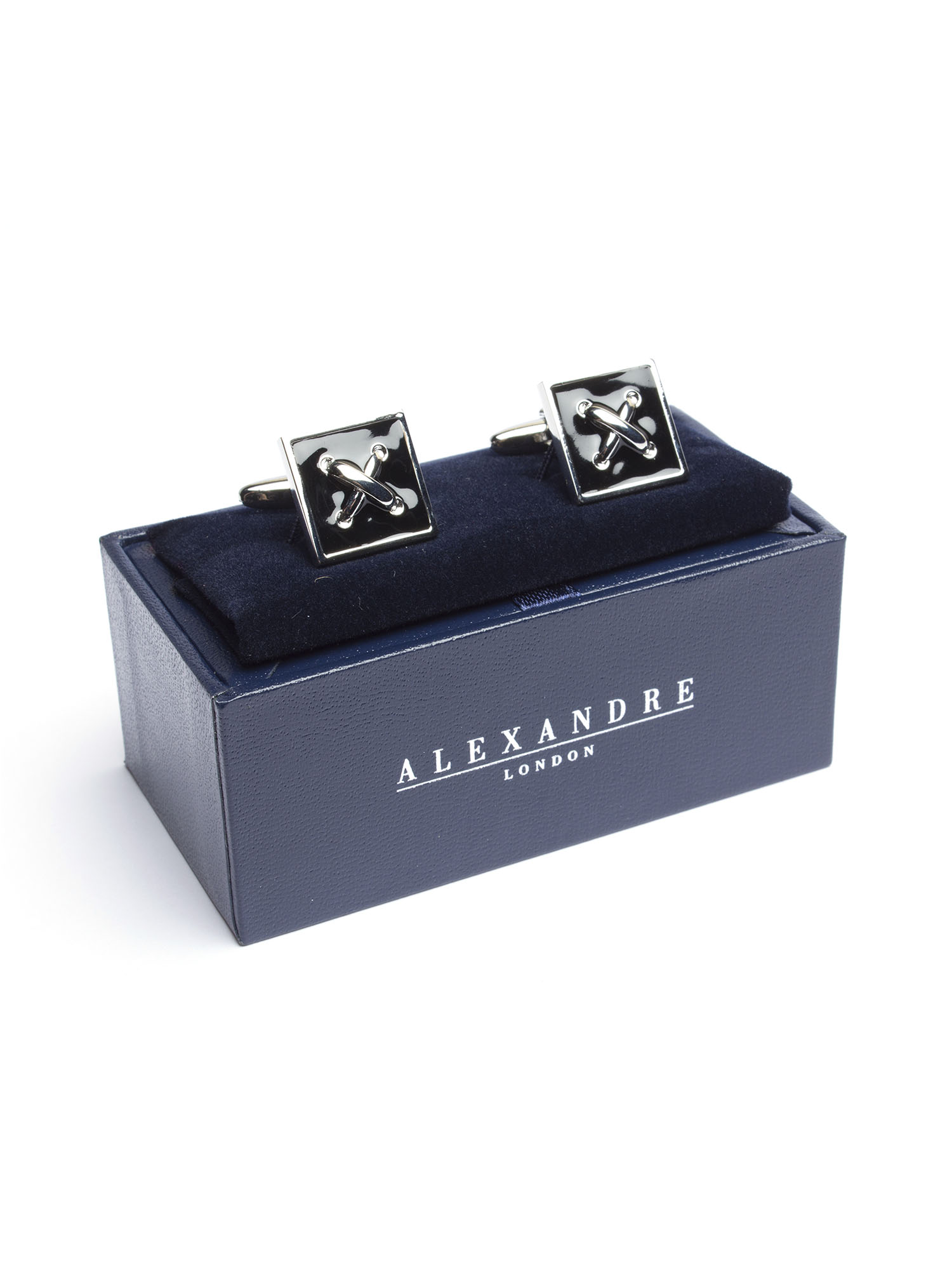 MENS BLACK STITCH BUTTON STYLE CUFFLINK