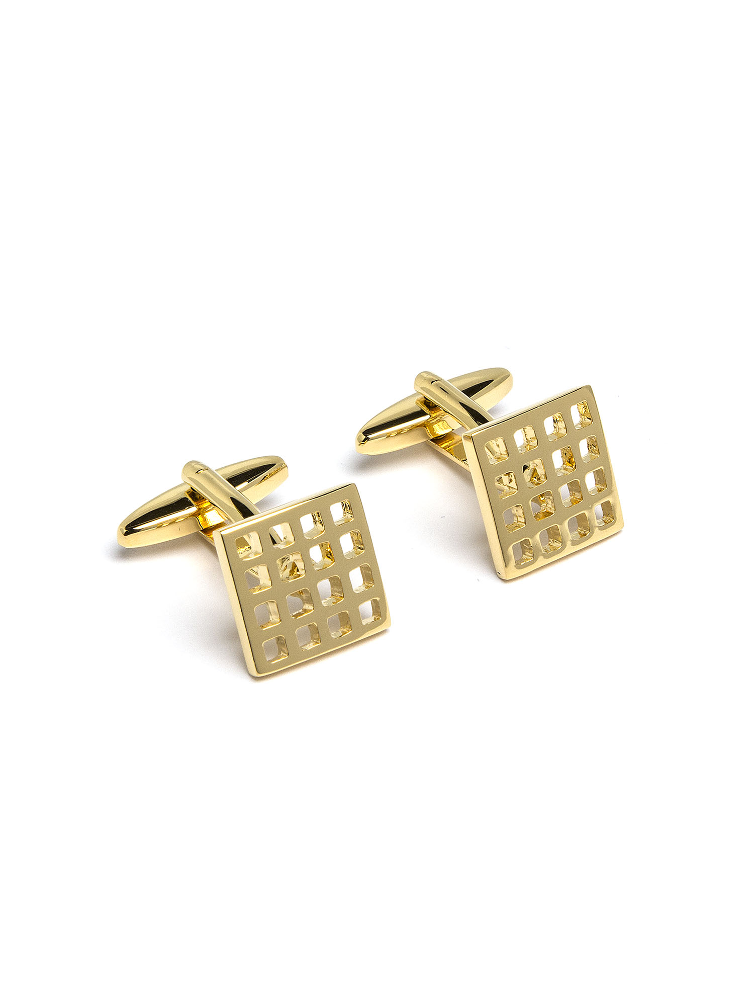 MENS GOLD CHECKERED CUFFLINK SET