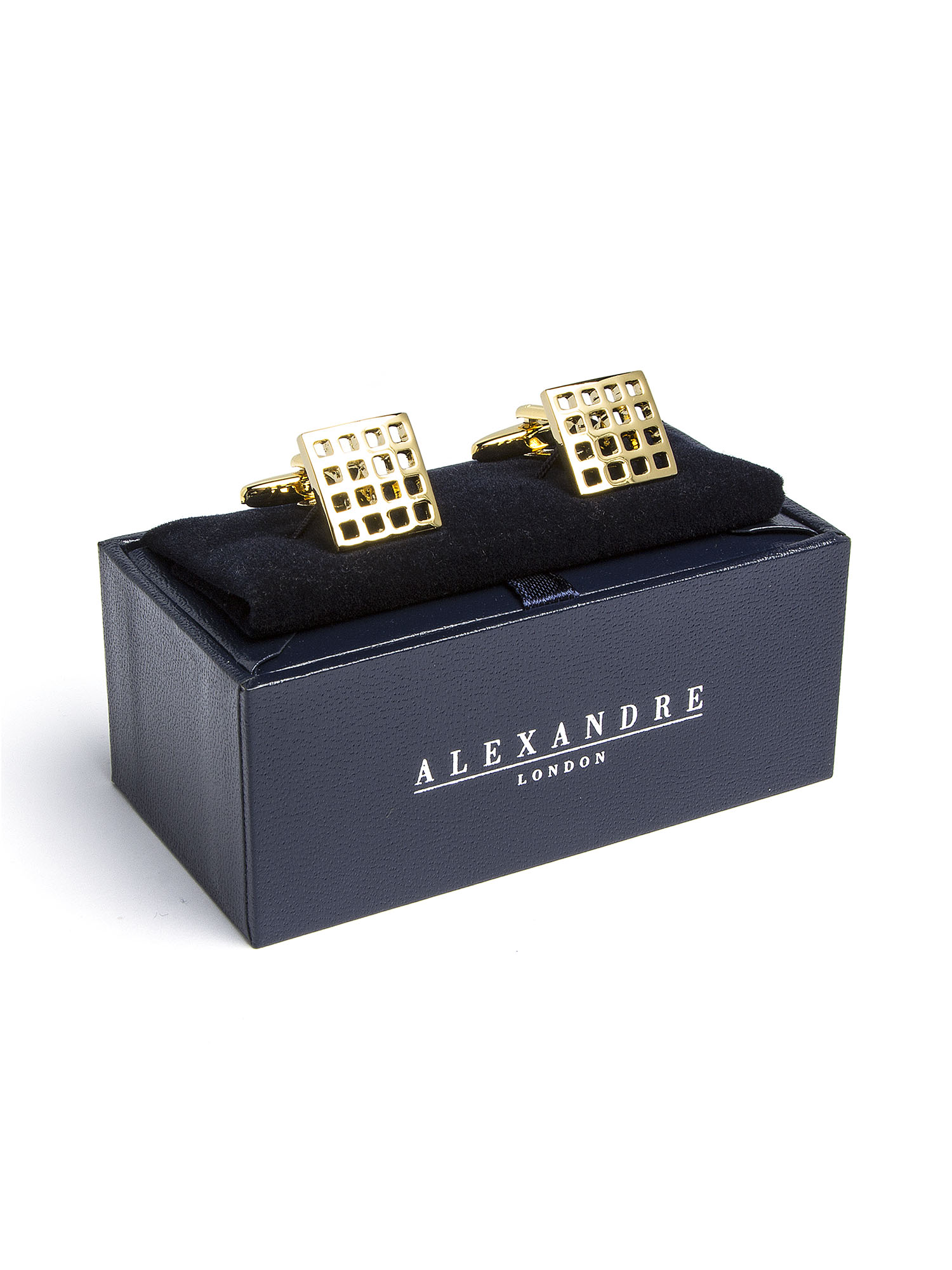 MENS GOLD CHECKERED CUFFLINK SET