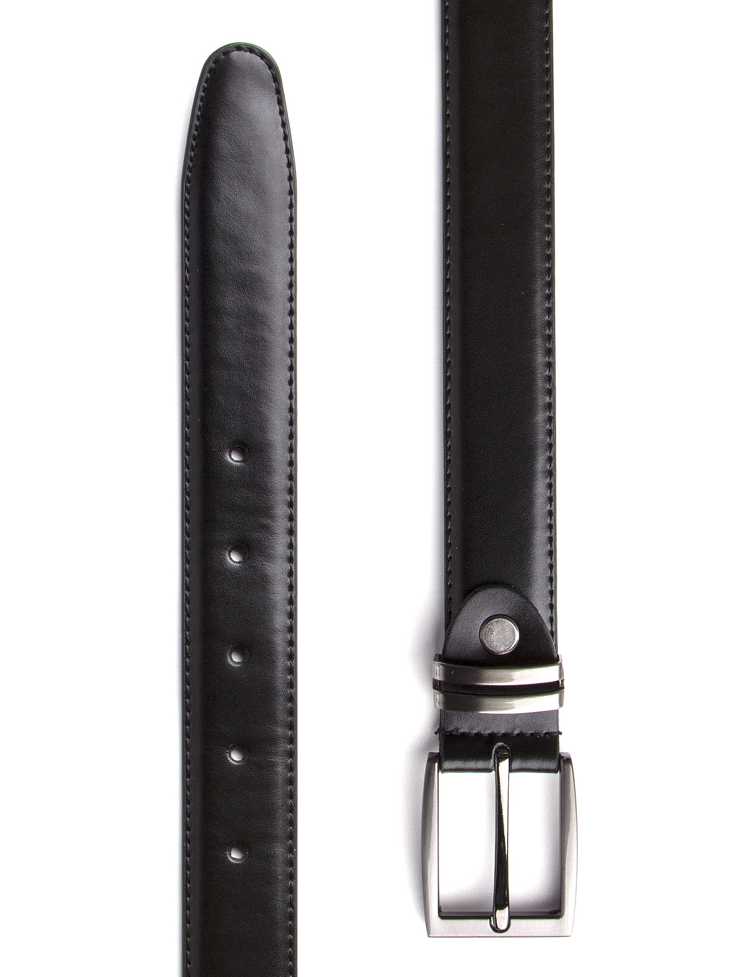 MENS BLACK LEATHER BELT WITH SQUARE GUN METAL BUCKLE