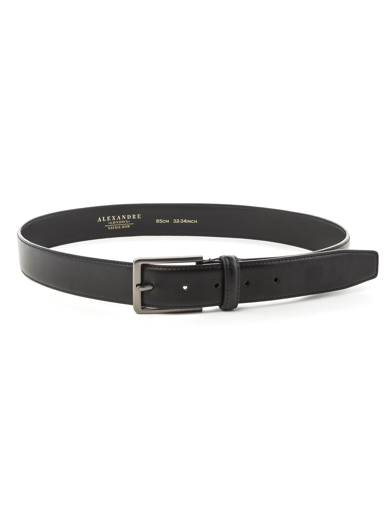 MENS BLACK LEATHER BELT WITH SQUARE BUCKLE