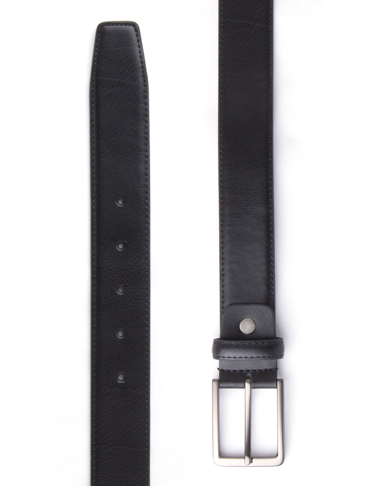 MENS BLACK LEATHER BELT WITH SQUARE BUCKLE