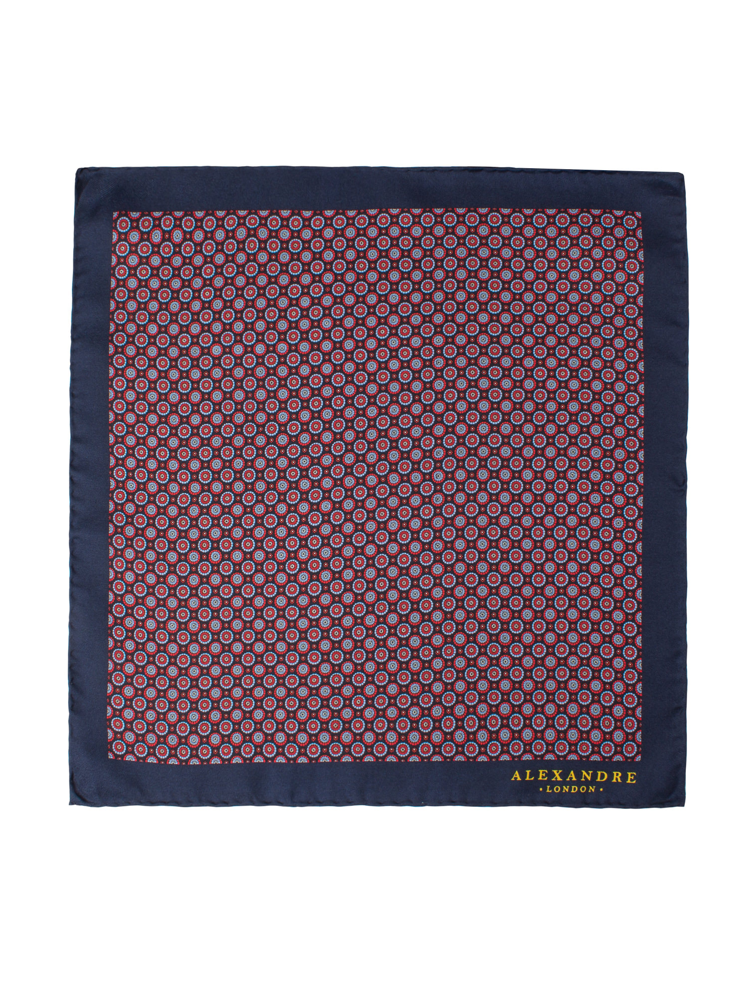 NAVY GEOMETRIC SILK HANDKERCHIEF