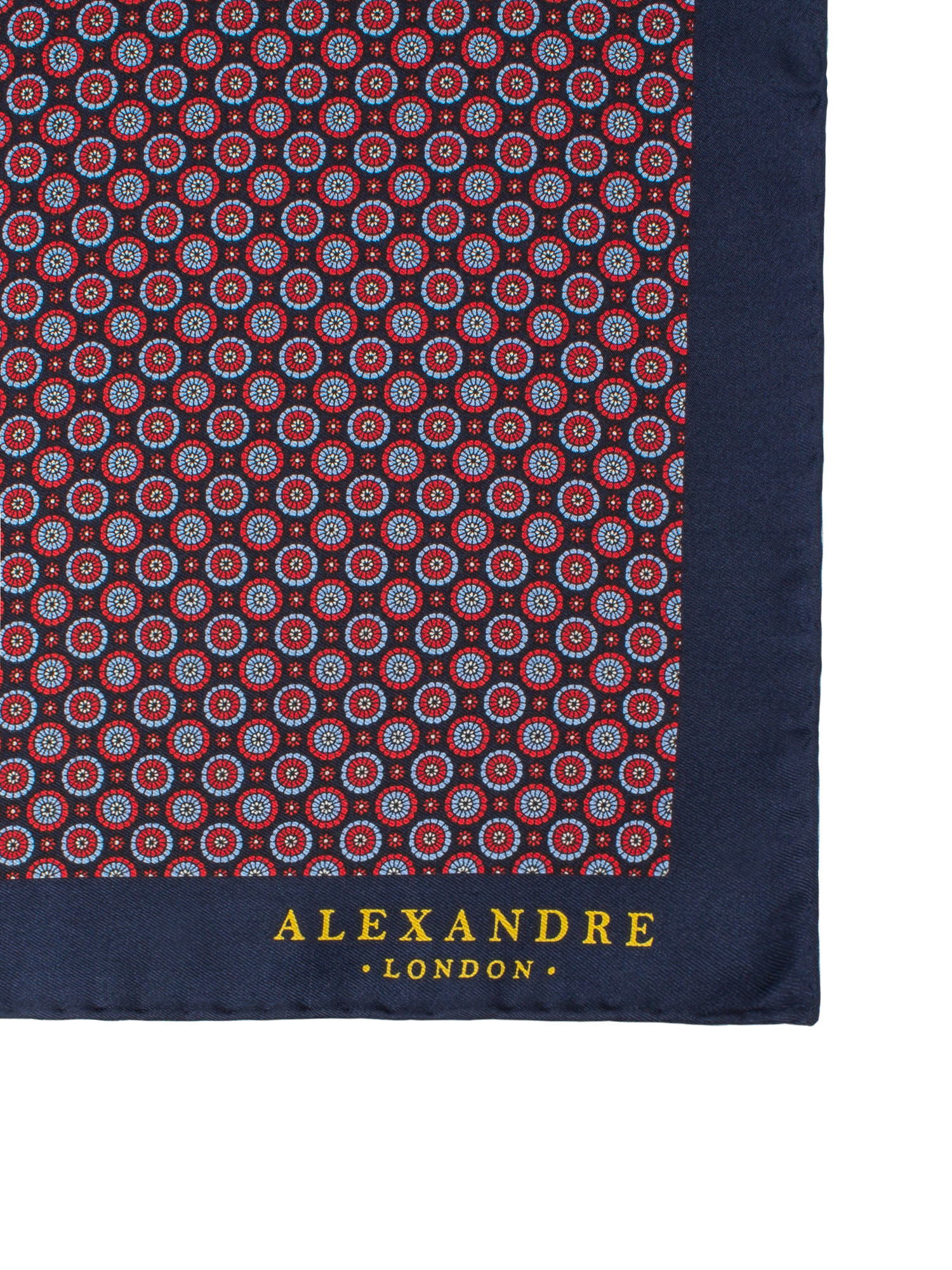 NAVY GEOMETRIC SILK HANDKERCHIEF