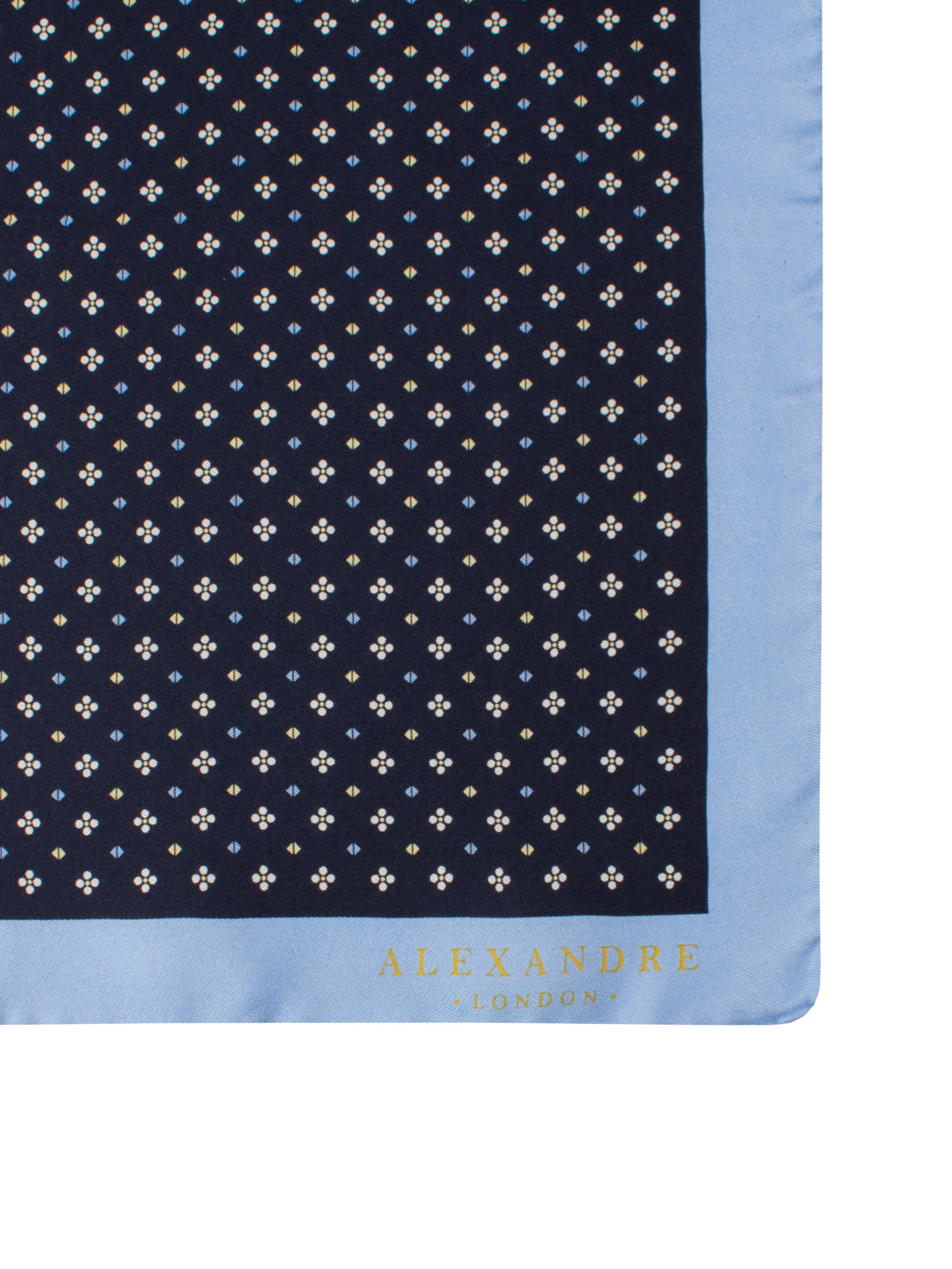NAVY GEO FLORAL SILK HANDKERCHIEF