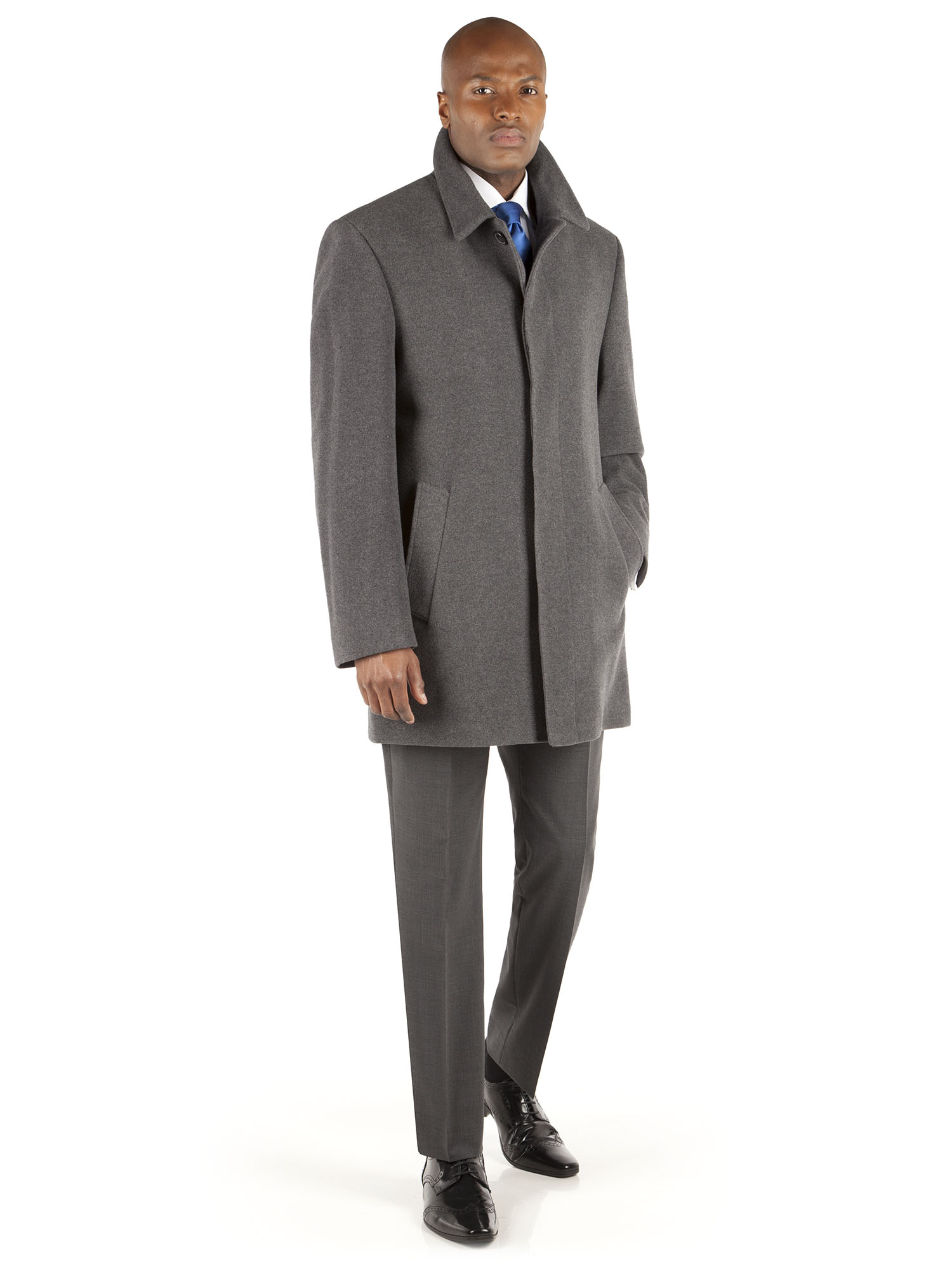 MENS MID GREY WOOL CASHMERE CAR COAT- currently unavailable