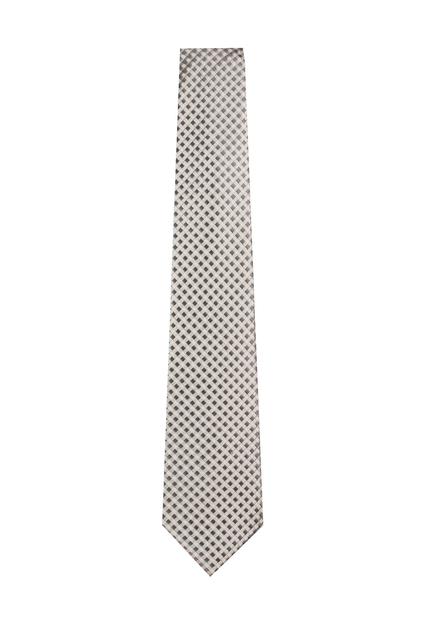 Silver Grey Checkerboard Silk Tie