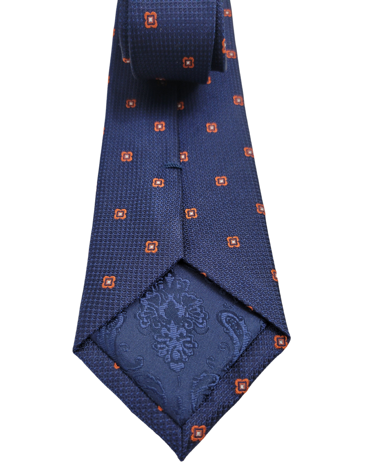 Orange Double Diamond Pure Silk Tie