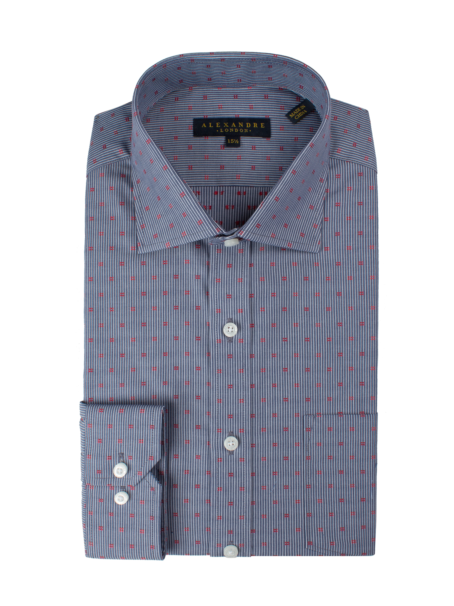Navy Window Dobby Stripe Shirt