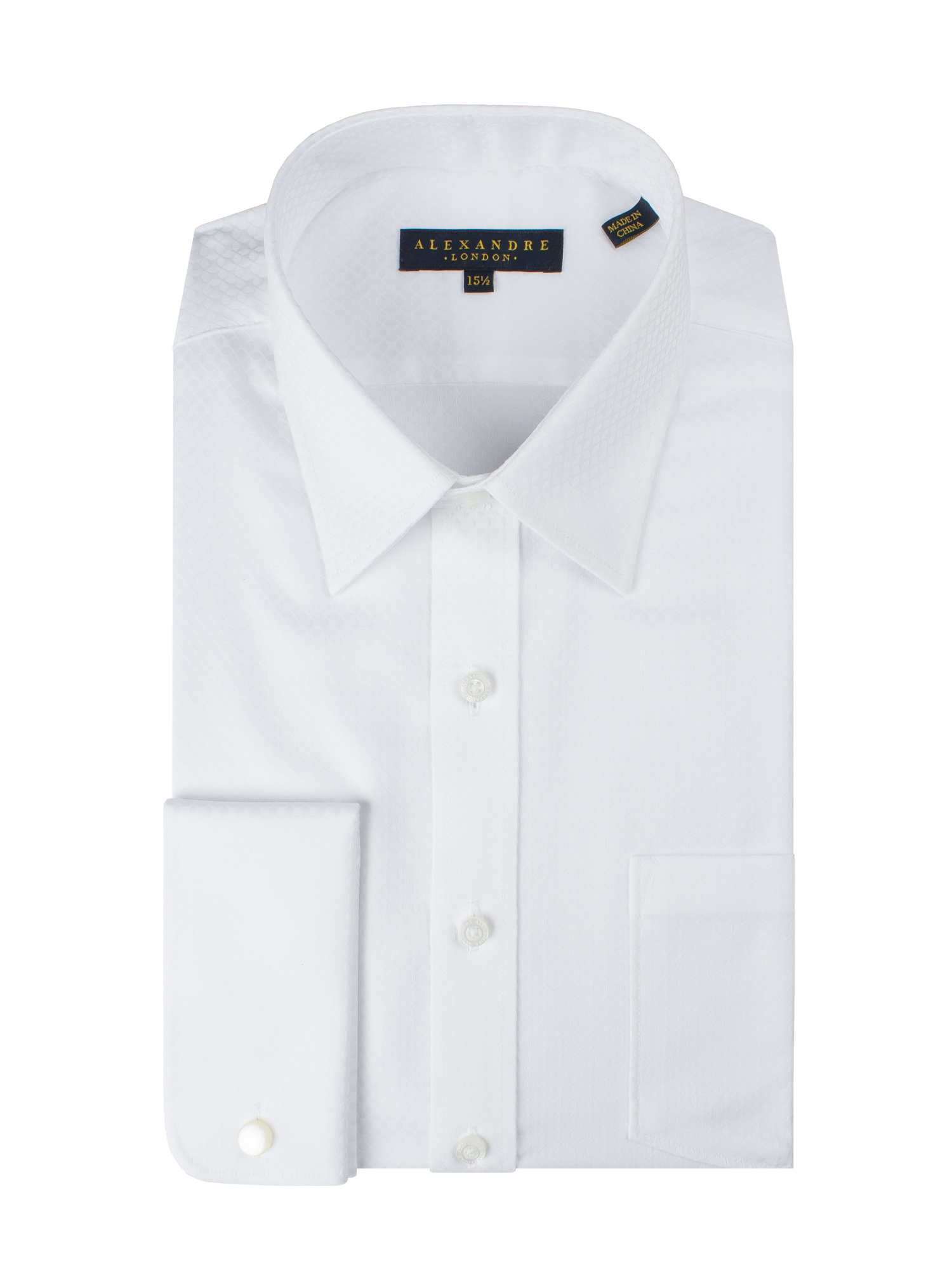 White Geometric Jacquard Shirt