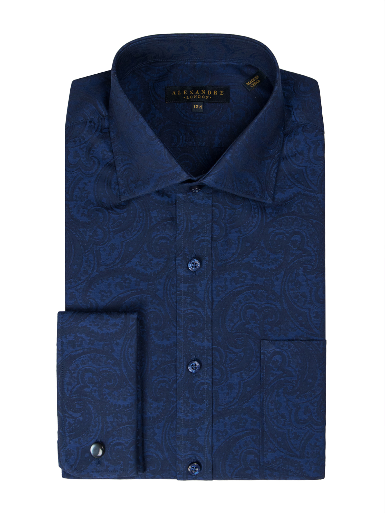 Navy Intricate Paisley Jacquard Shirt - Shirts - Alexandre London