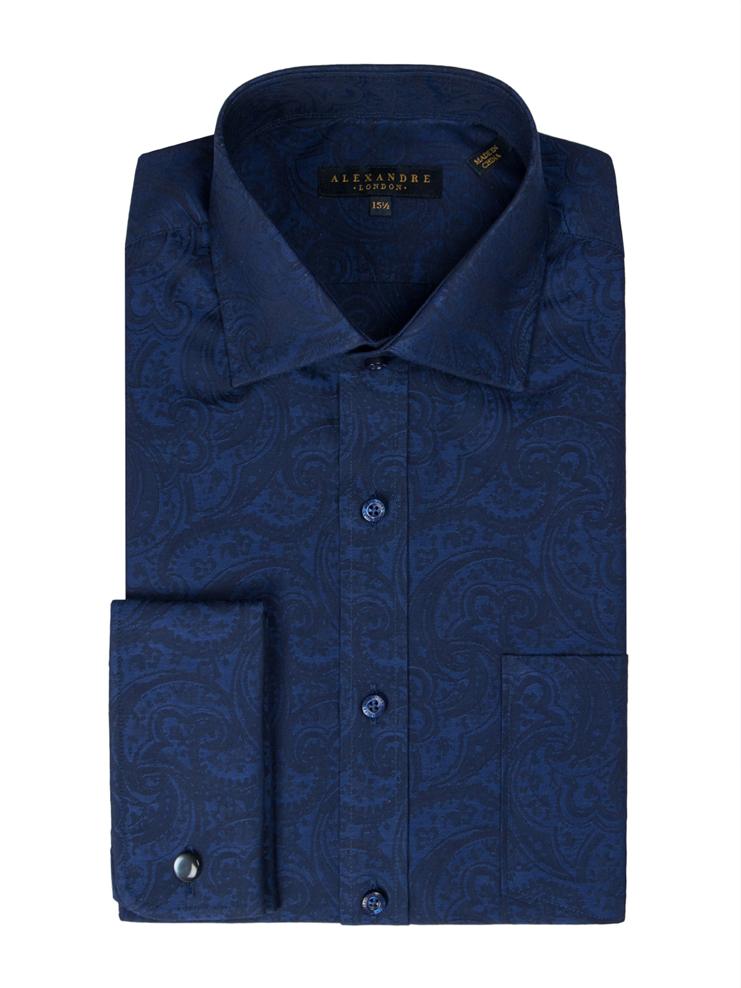 Navy Intricate Paisley Jacquard Shirt