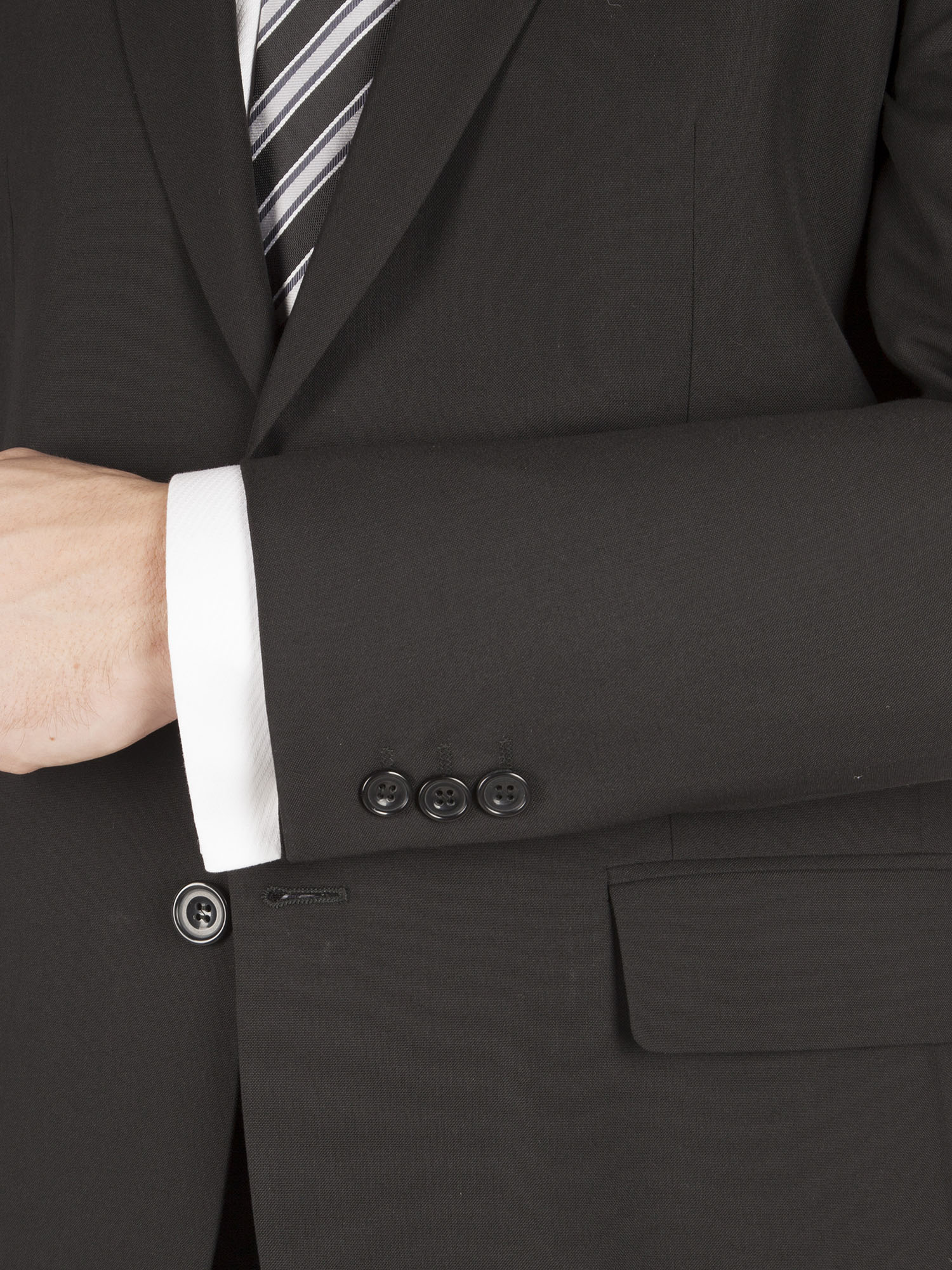 ALEX SILVER LABEL SINGLE BREASTED TWO BUTTON PLAIN BLACK SUIT