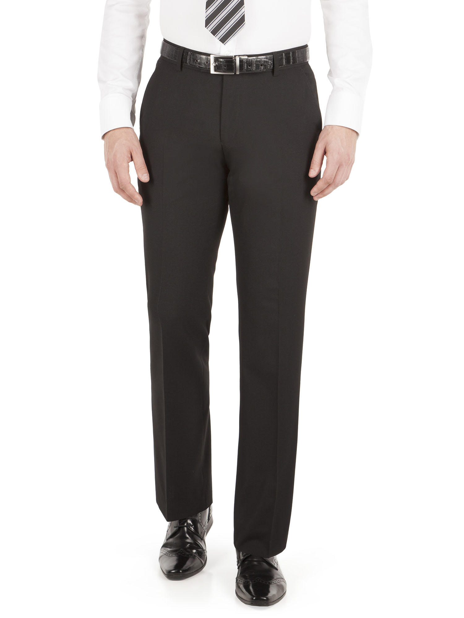 ALEX SILVER LABEL SINGLE BREASTED TWO BUTTON PLAIN BLACK SUIT