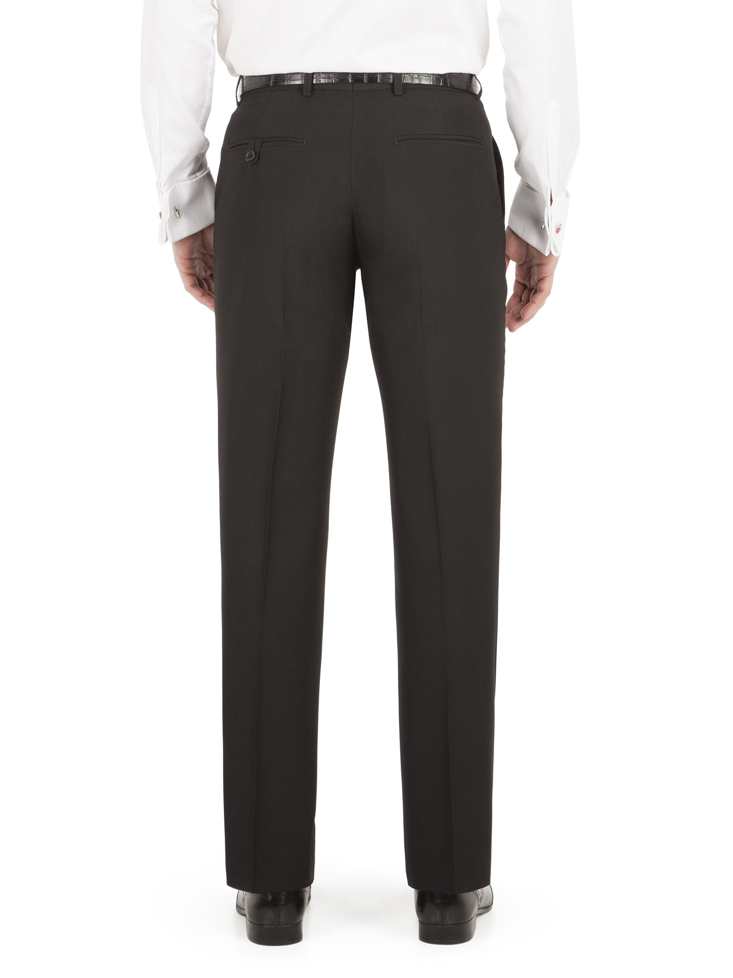 ALEX SILVER LABEL SINGLE BREASTED TWO BUTTON PLAIN BLACK SUIT
