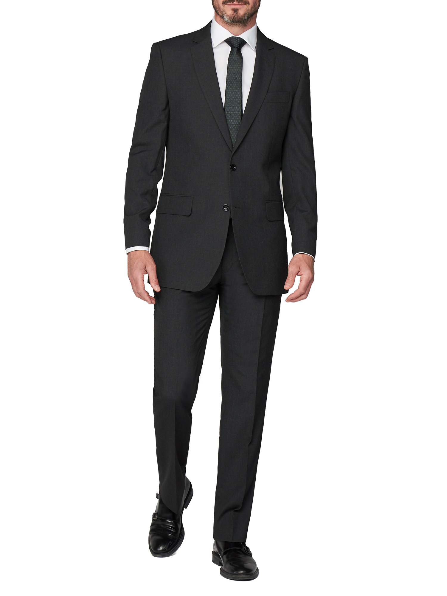 ALEX SILVER LABEL SINGLE BREASTED TWO BUTTON CHARCOAL SUIT