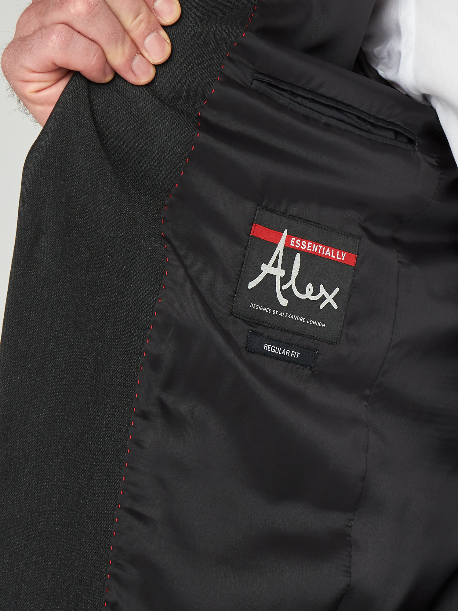 ALEX SILVER LABEL SINGLE BREASTED TWO BUTTON CHARCOAL SUIT