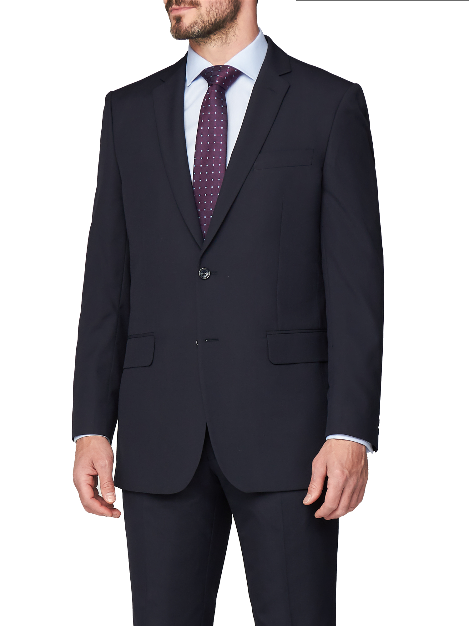 ALEX SILVER LABEL SINGLE BREASTED TWO BUTTON PLAIN NAVY SUIT