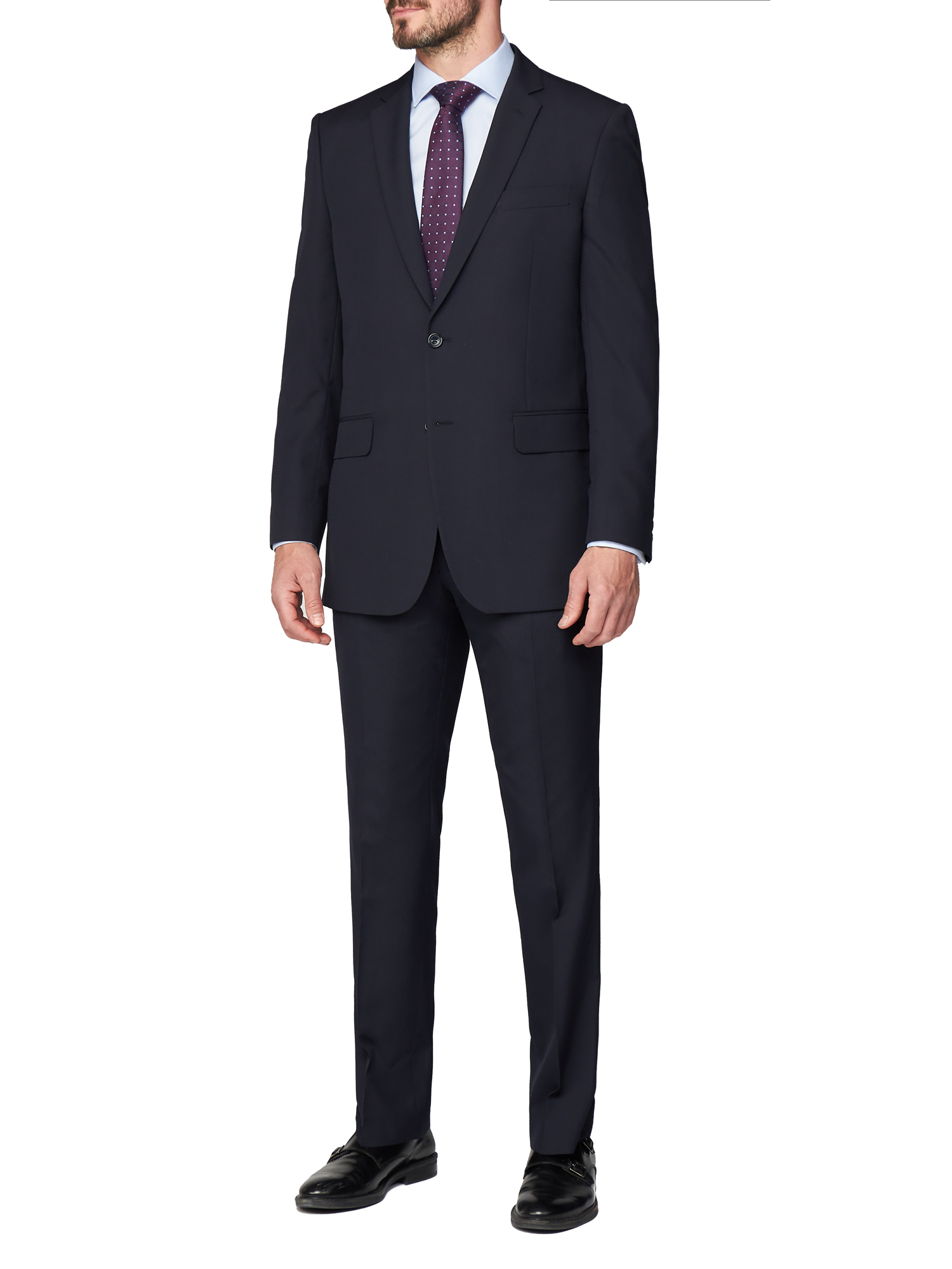 ALEX SILVER LABEL SINGLE BREASTED TWO BUTTON PLAIN NAVY SUIT