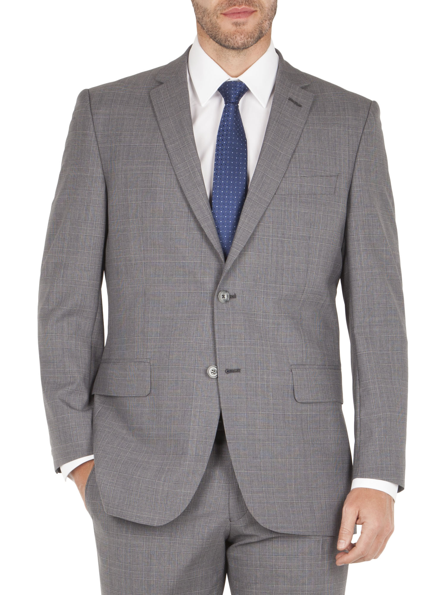 Grey Check Regular Fit Suit - Two Piece Suits - Alexandre London
