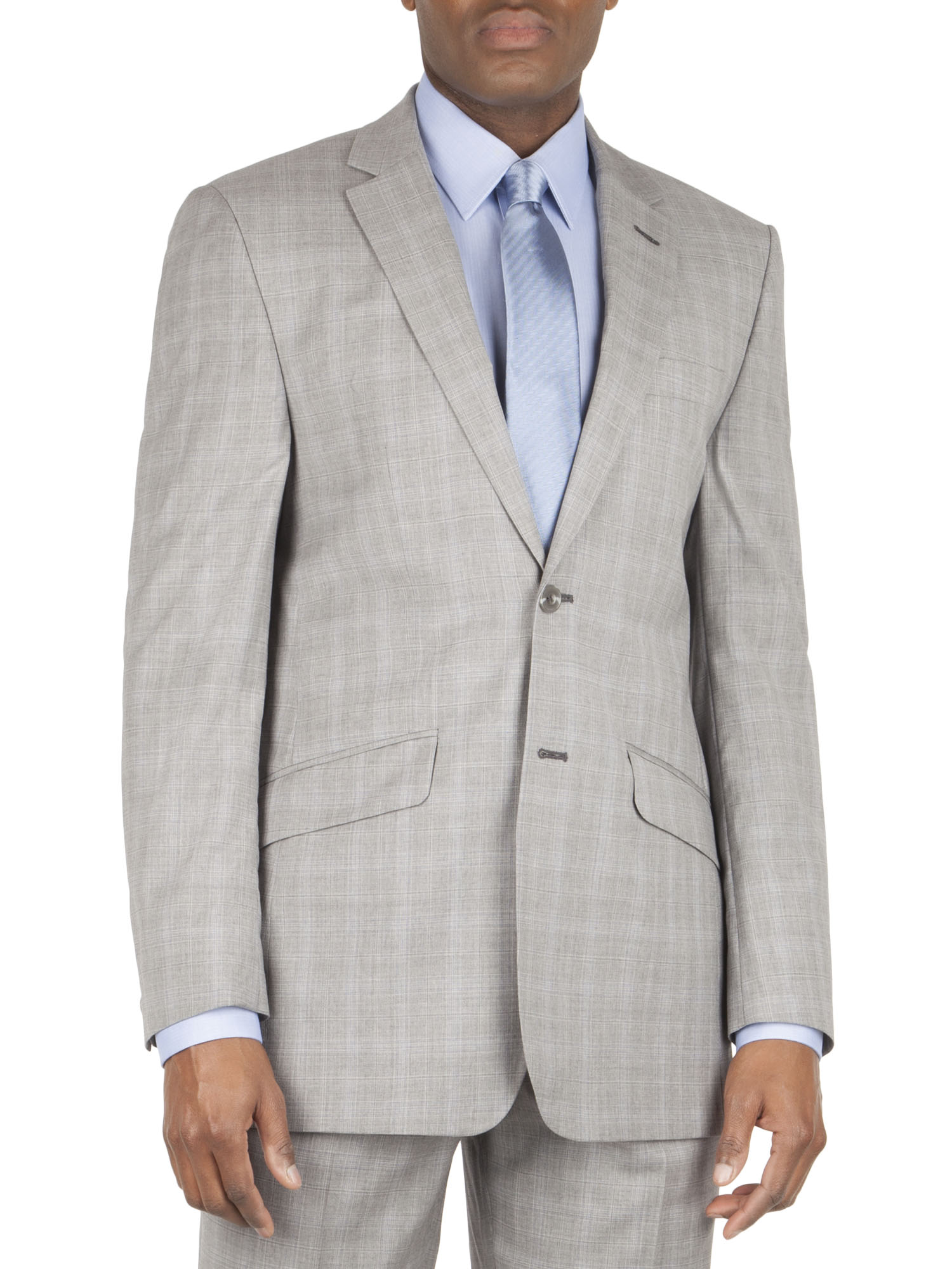 Grey with Blue Overcheck Tailored Fit Suit