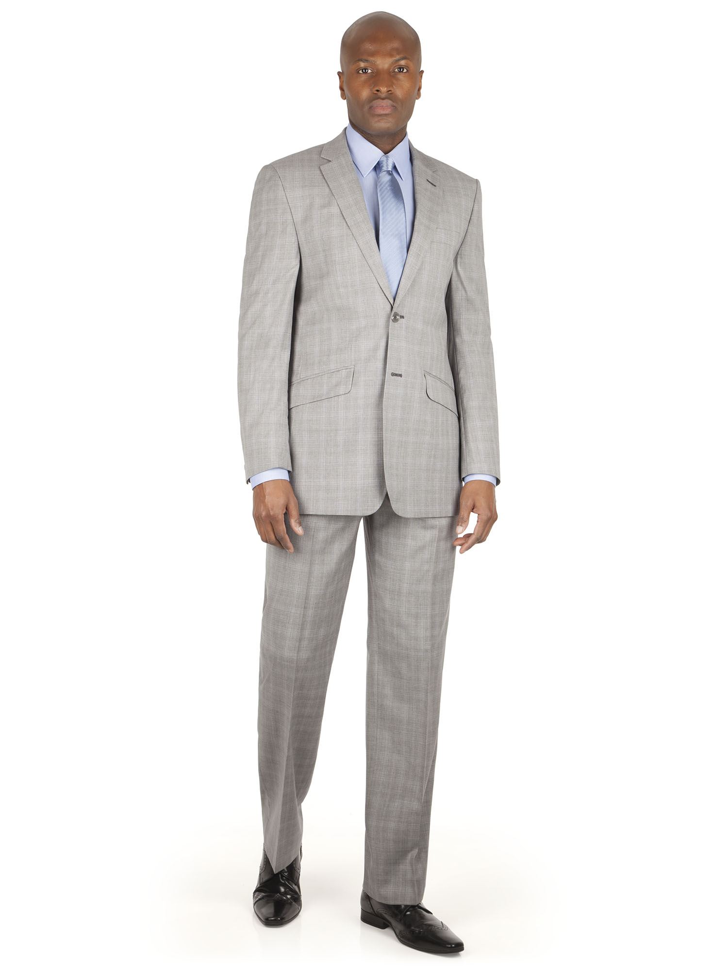 Grey with Blue Overcheck Tailored Fit Suit