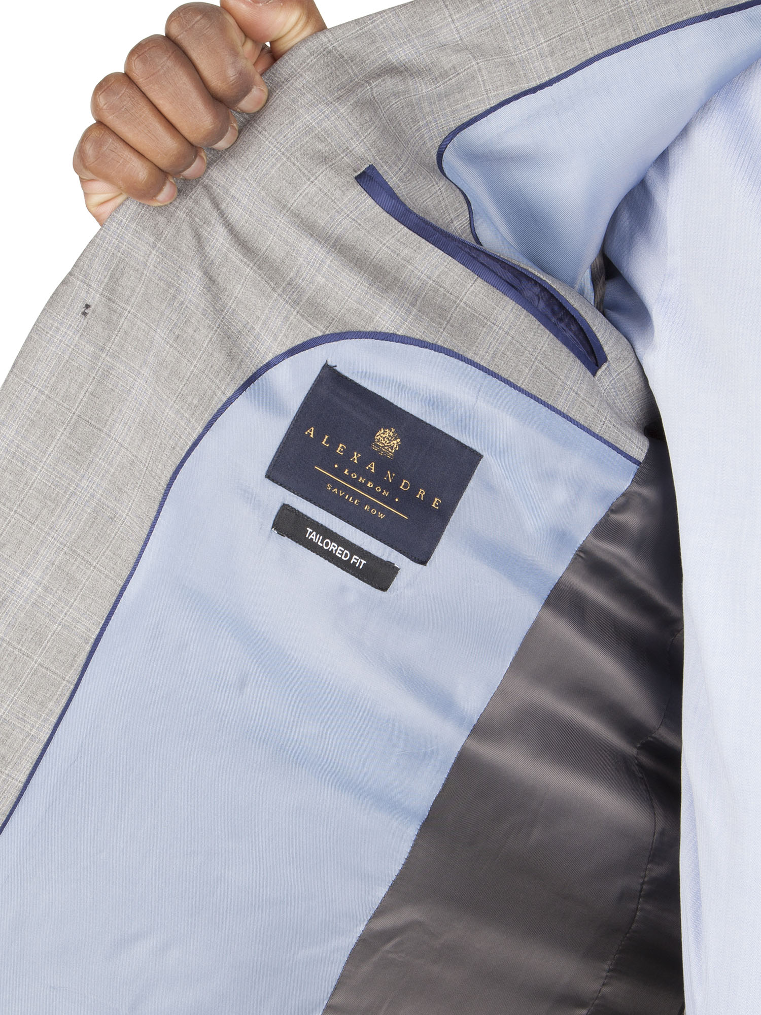 Grey with Blue Overcheck Tailored Fit Suit