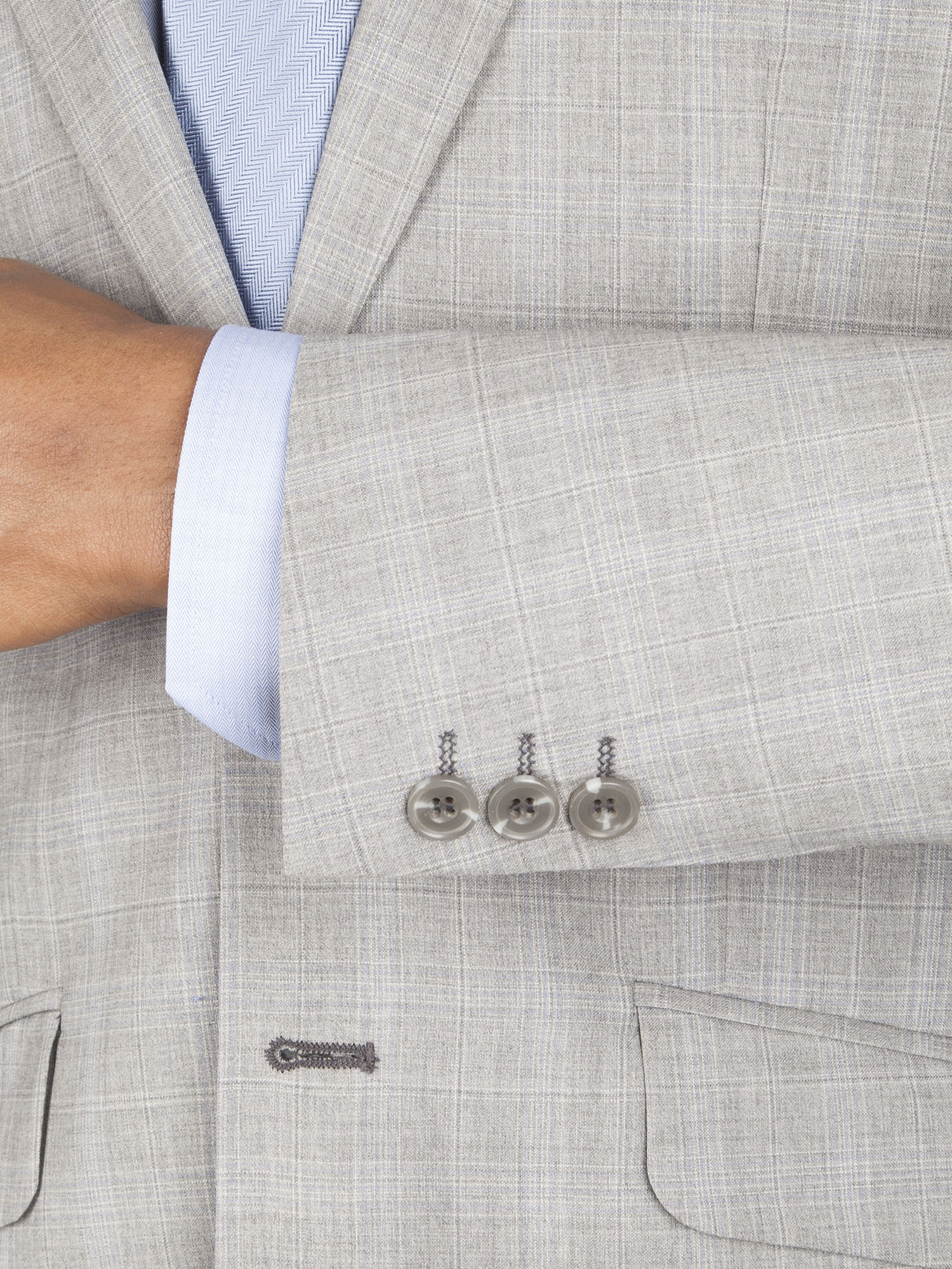 Grey with Blue Overcheck Tailored Fit Suit