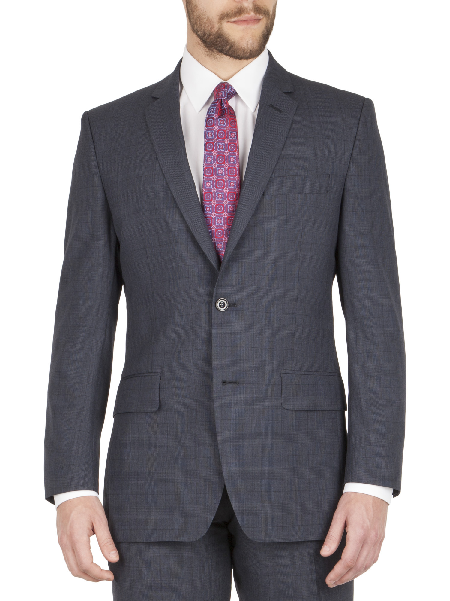 Navy Check Regular Fit Suit