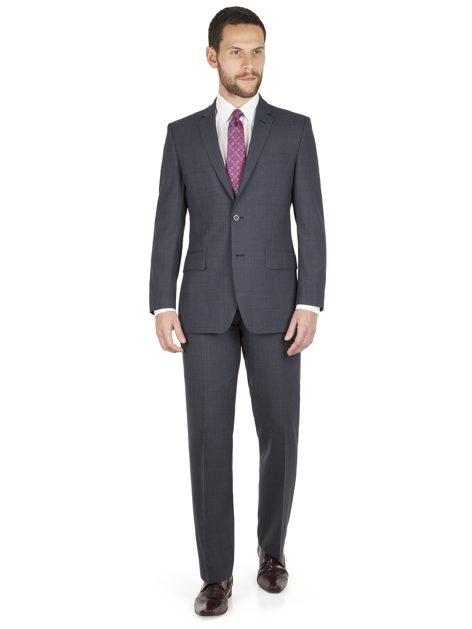 Navy Check Regular Fit Suit