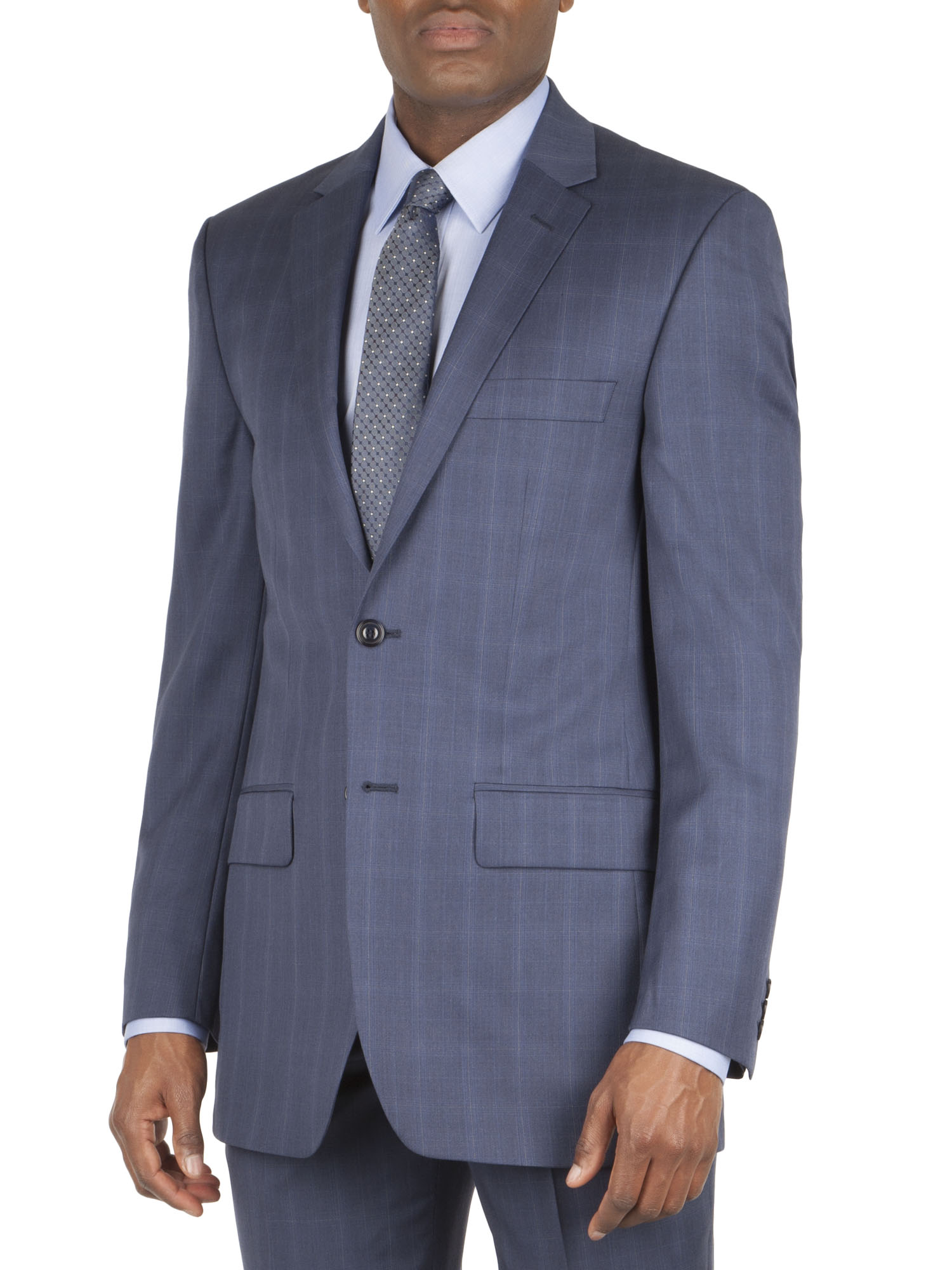 Blue Faint Contrast Check Tailored Fit Suit