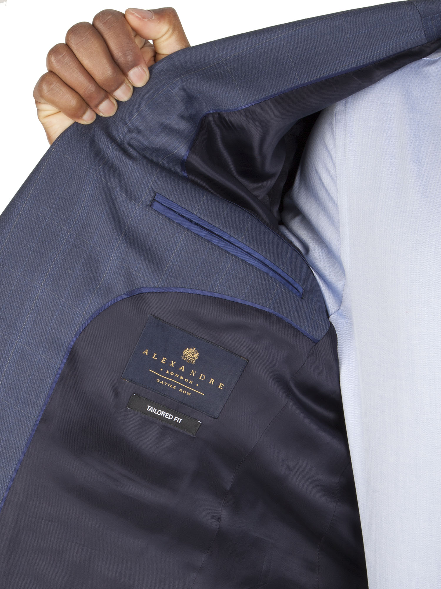 Blue Faint Contrast Check Tailored Fit Suit