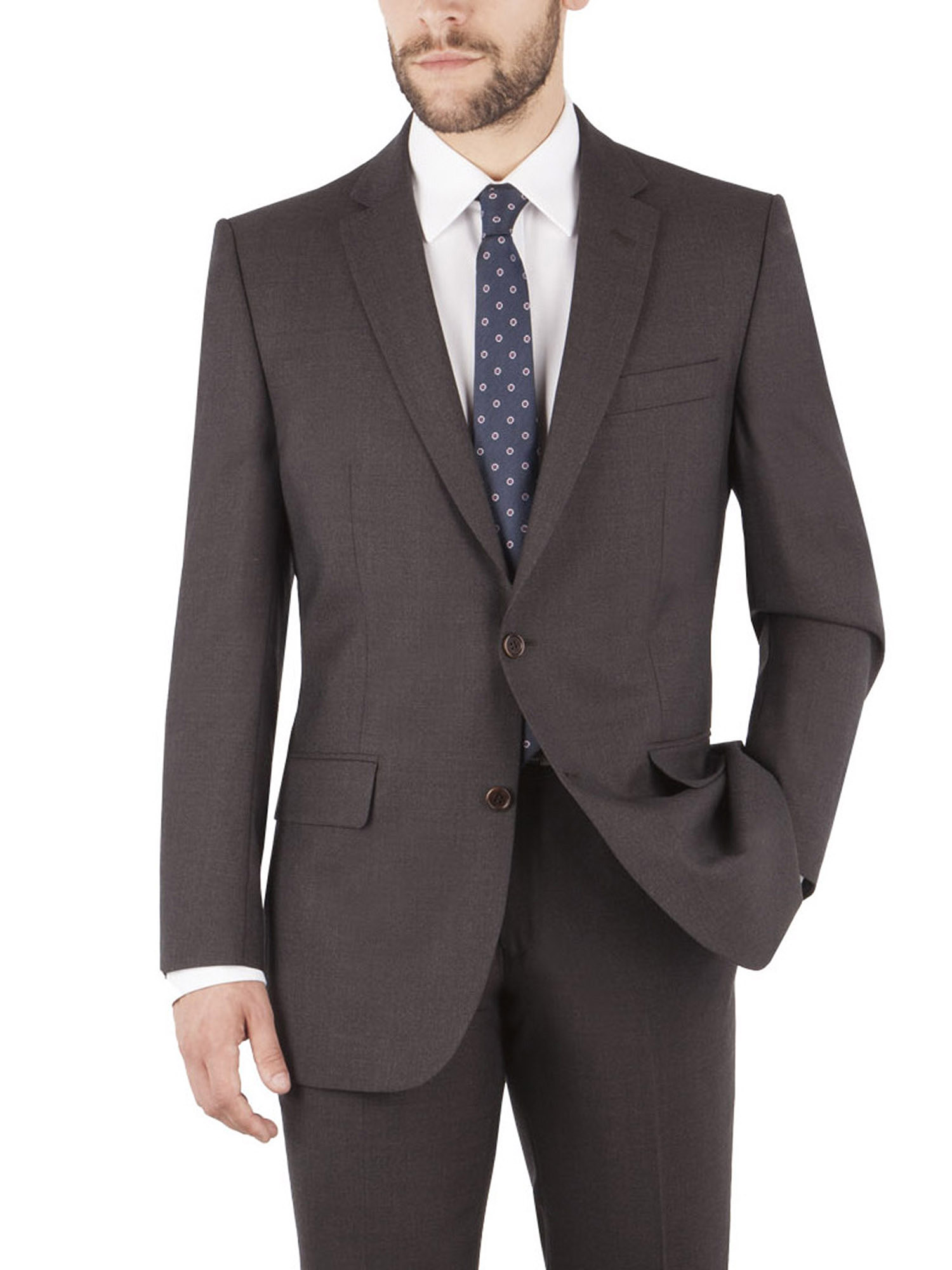 Plain Brown Regular Fit Suit