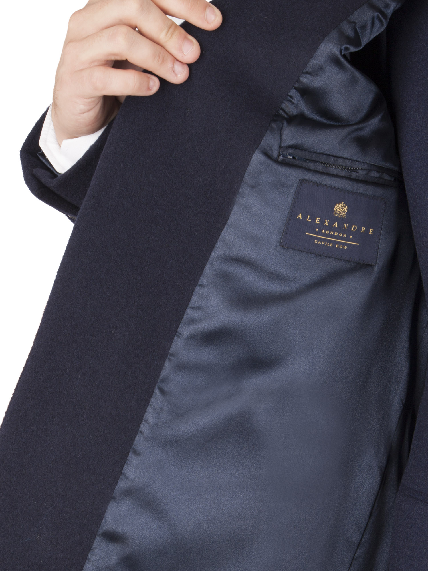Navy Single Breasted Long Overcoat