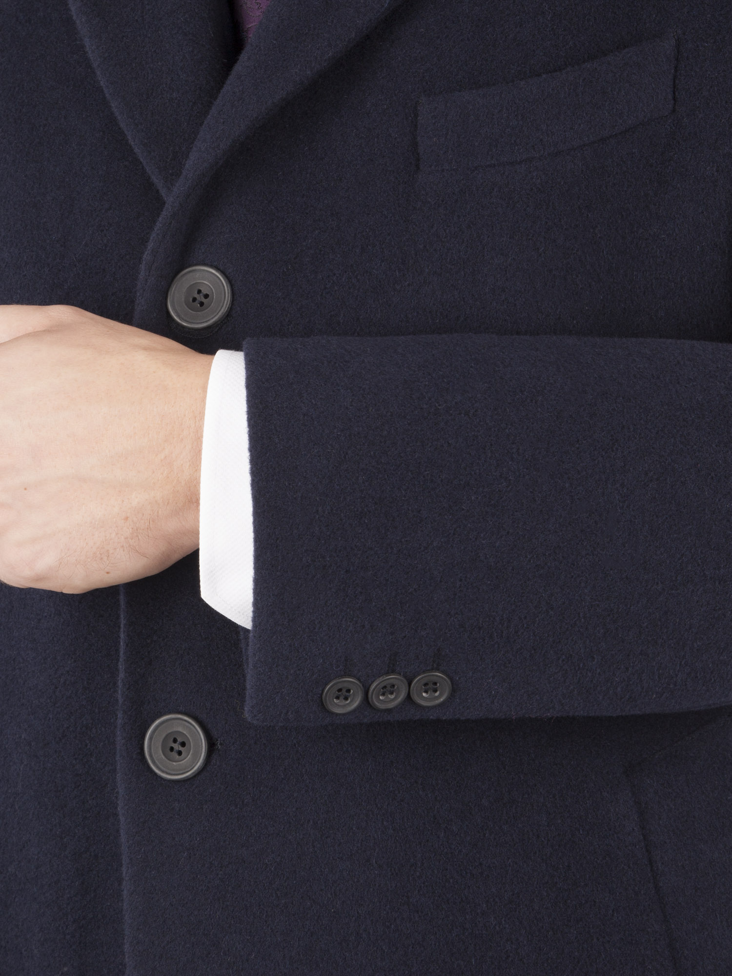 Navy Single Breasted Long Overcoat