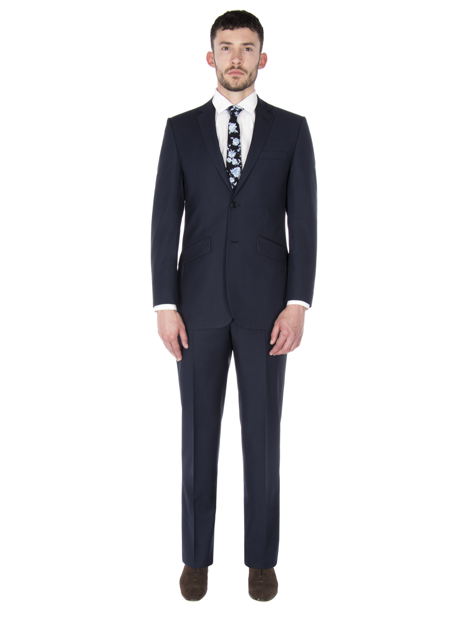 Navy Broken Gingham Micro Check Tailored Fit Suit