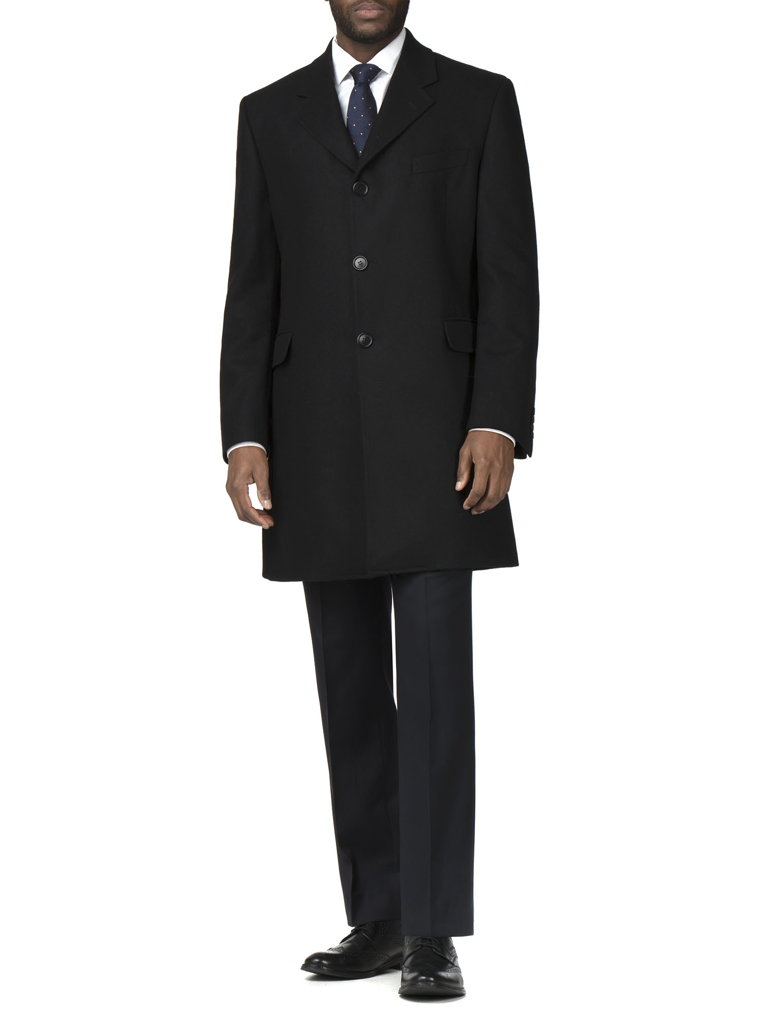 Black Melton Single Breasted Overcoat