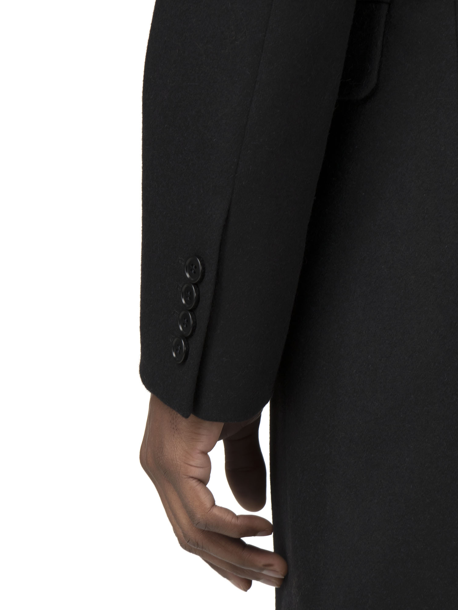 Black Melton Single Breasted Overcoat