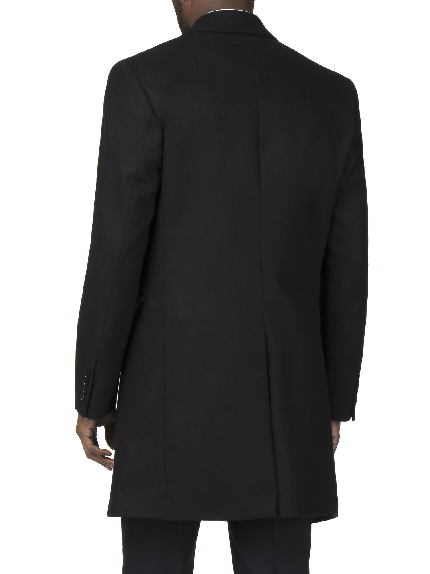 Black Melton Single Breasted Overcoat