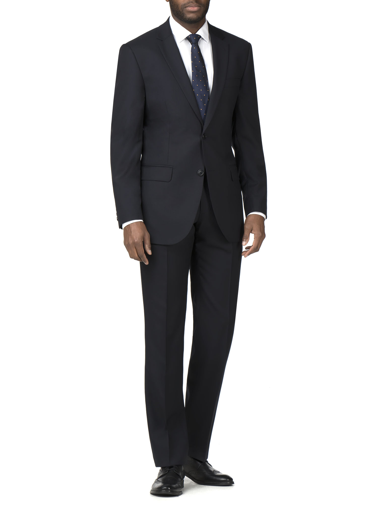 Navy Herringbone Regular Fit Suit