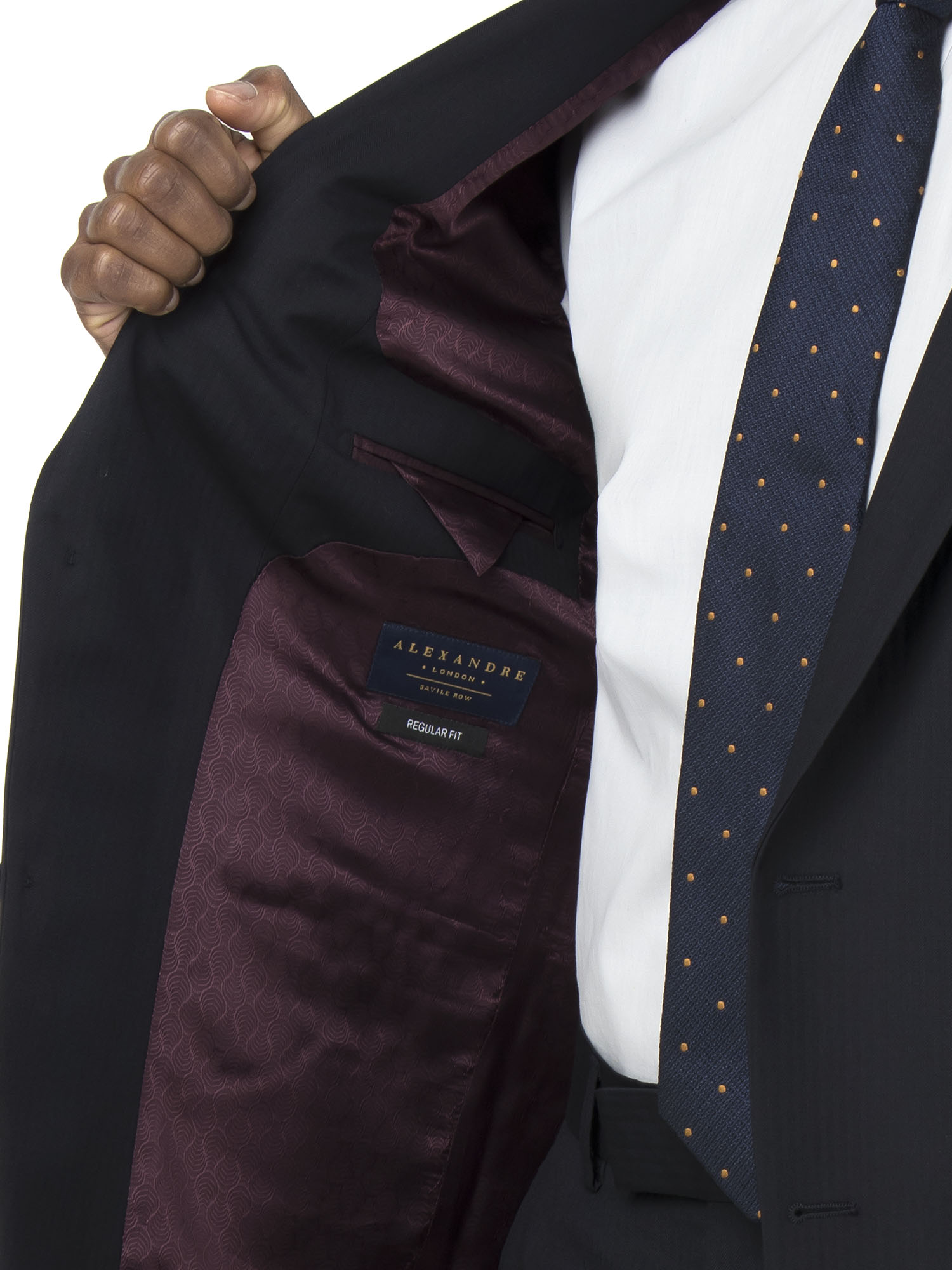 Navy Herringbone Regular Fit Suit