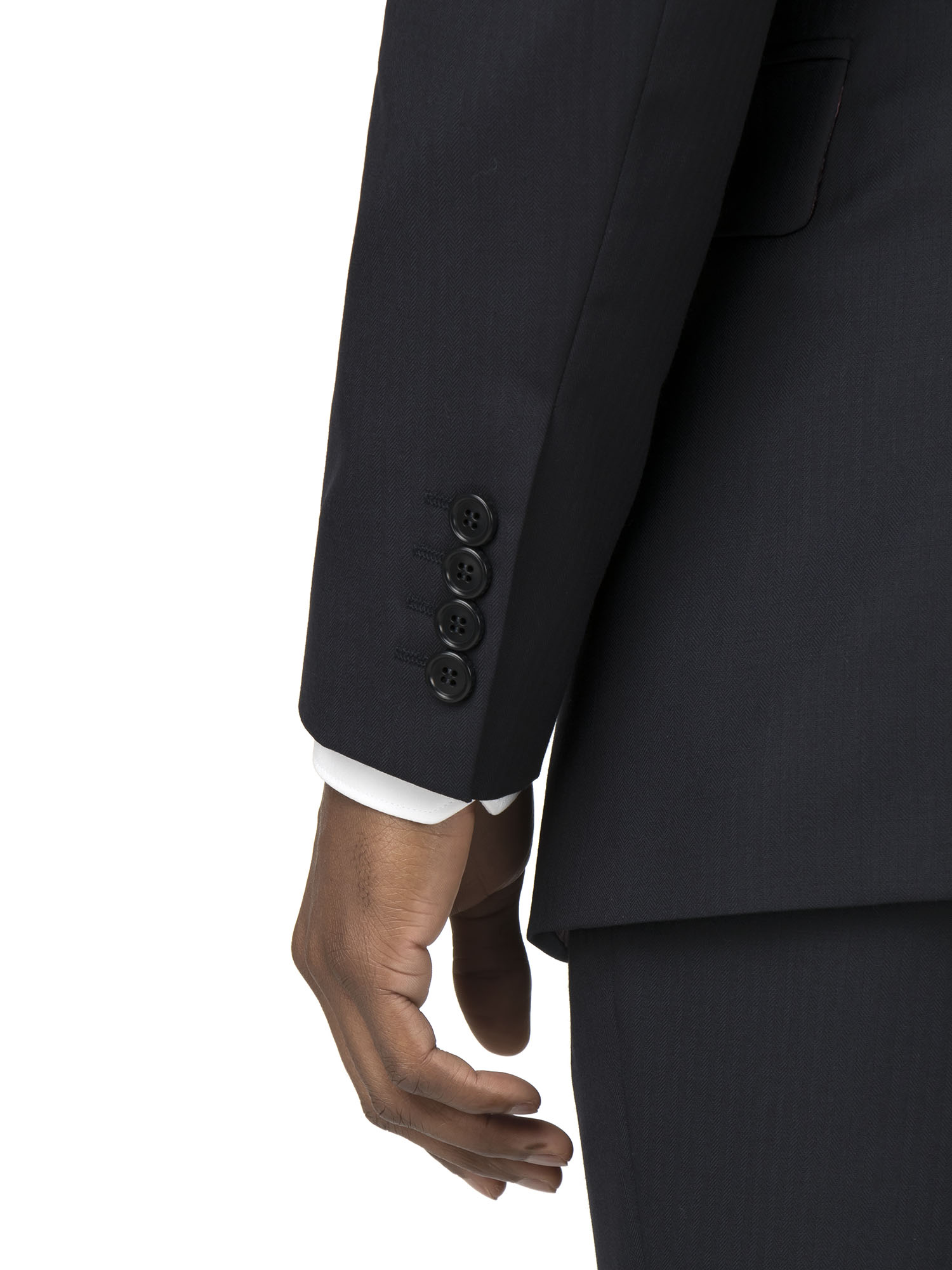 Navy Herringbone Regular Fit Suit