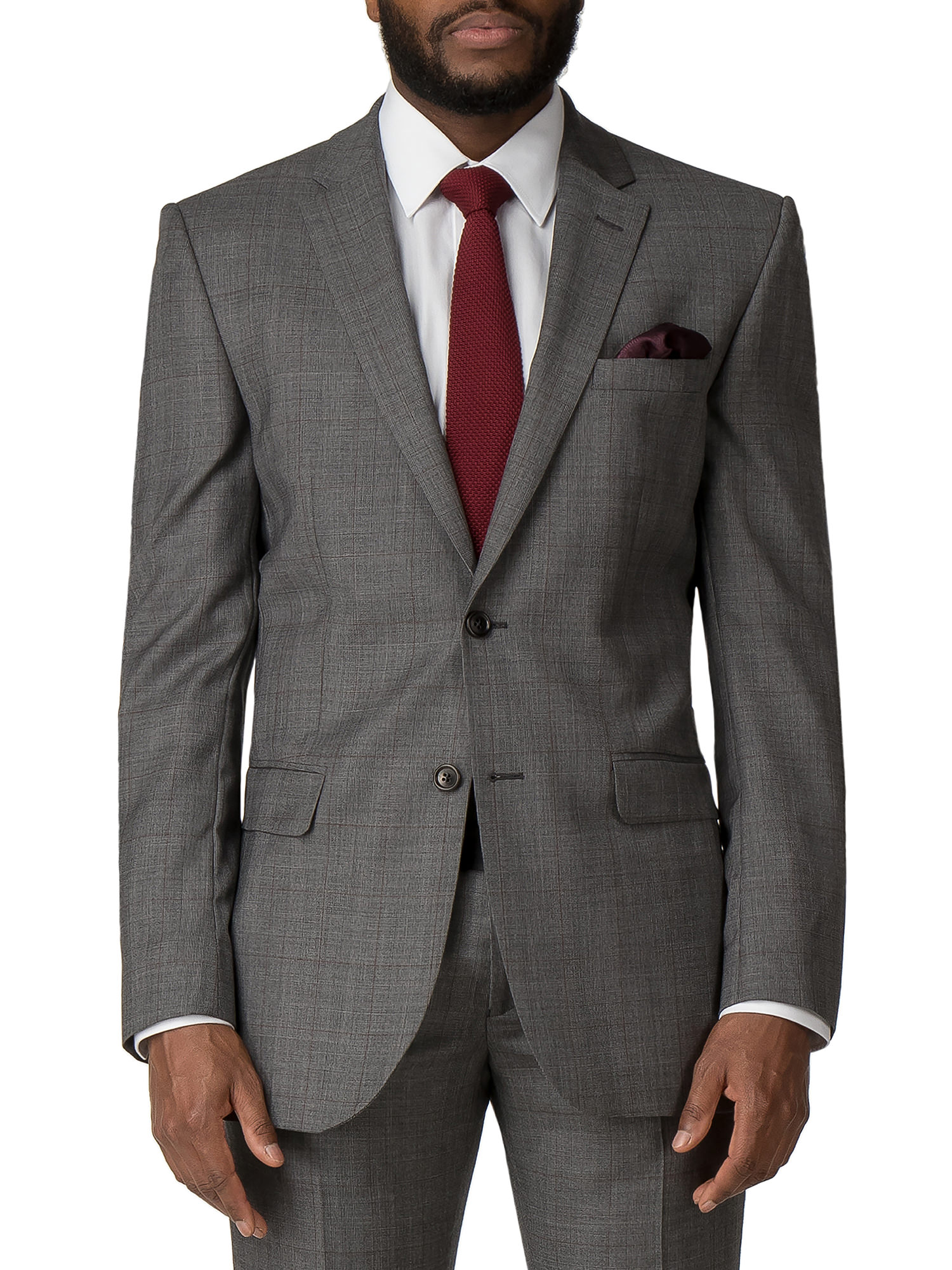 Grey Prince of Wales Check Regular Fit Suit - Two Piece Suits ...